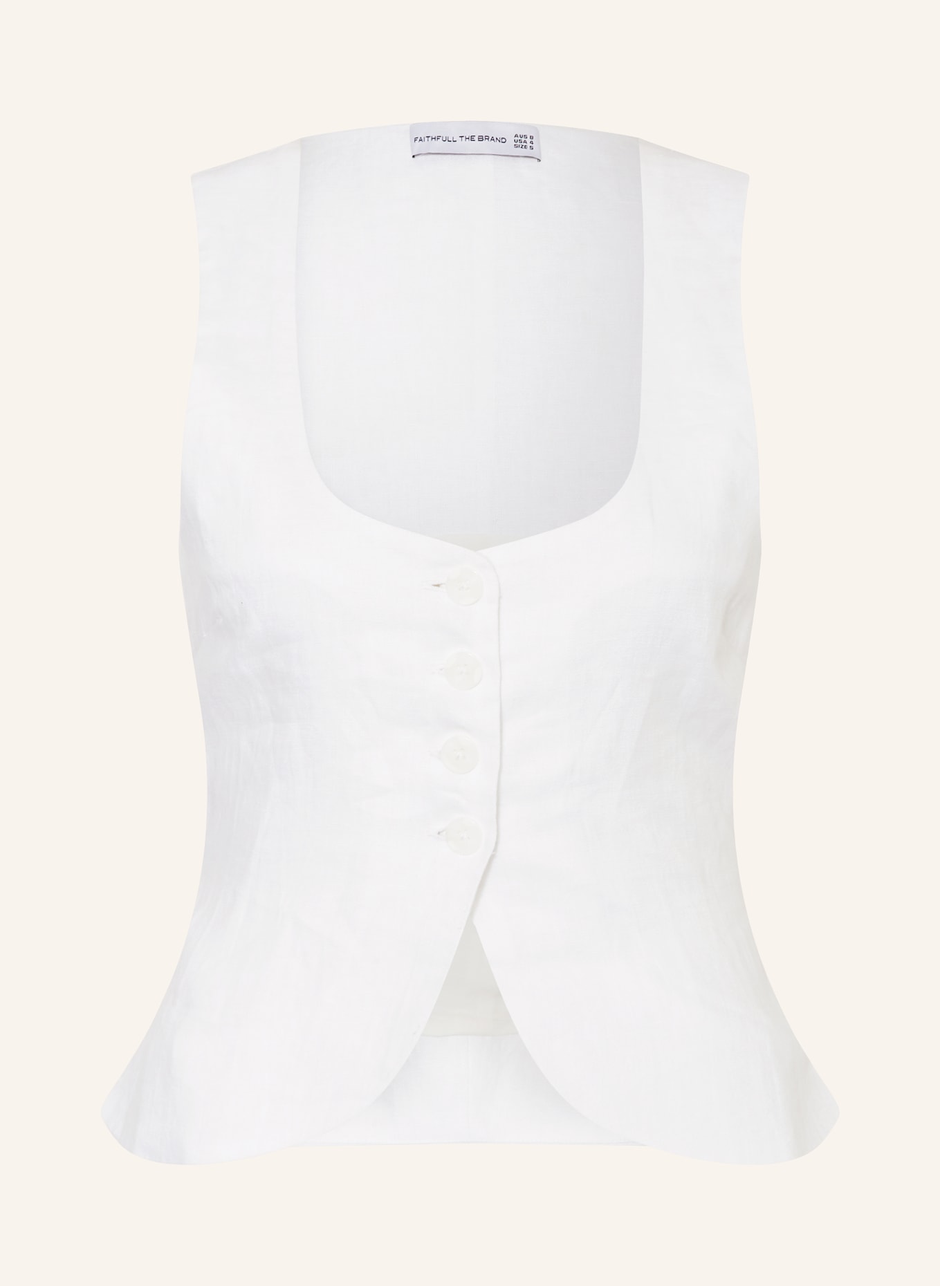FAITHFULL THE BRAND Linen vest STANZE, Color: WHITE (Image 1)