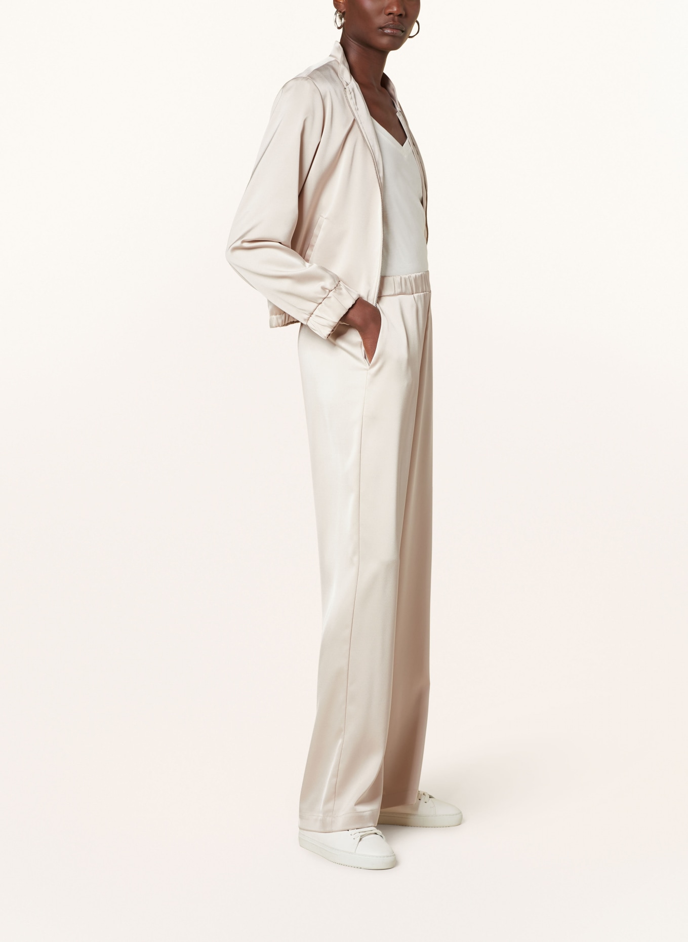 darling harbour Satin trousers, Color: CREAM (Image 4)