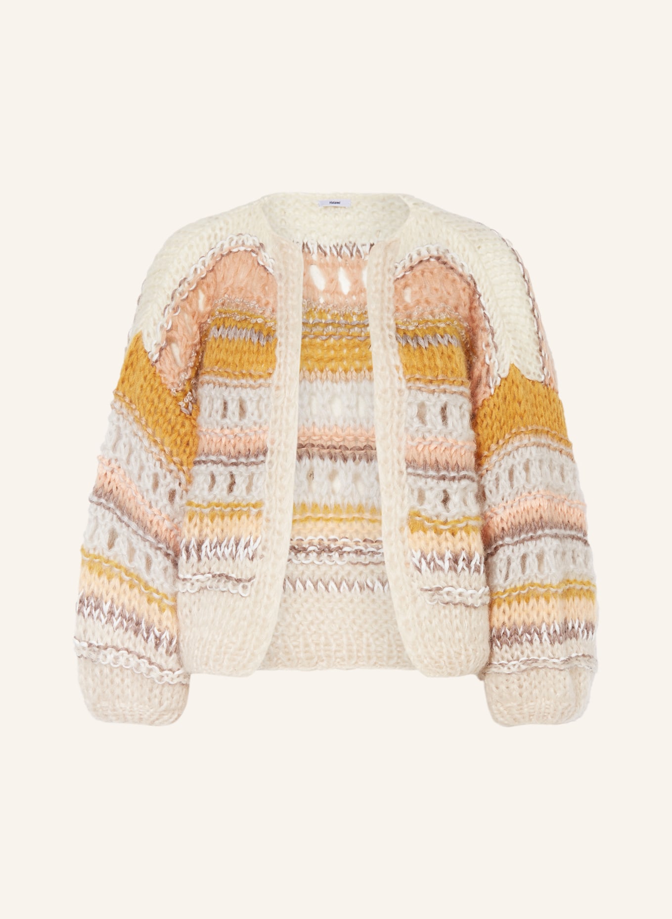 MAIAMI Knit cardigan, Color: WHITE/ GRAY/ DARK YELLOW (Image 1)