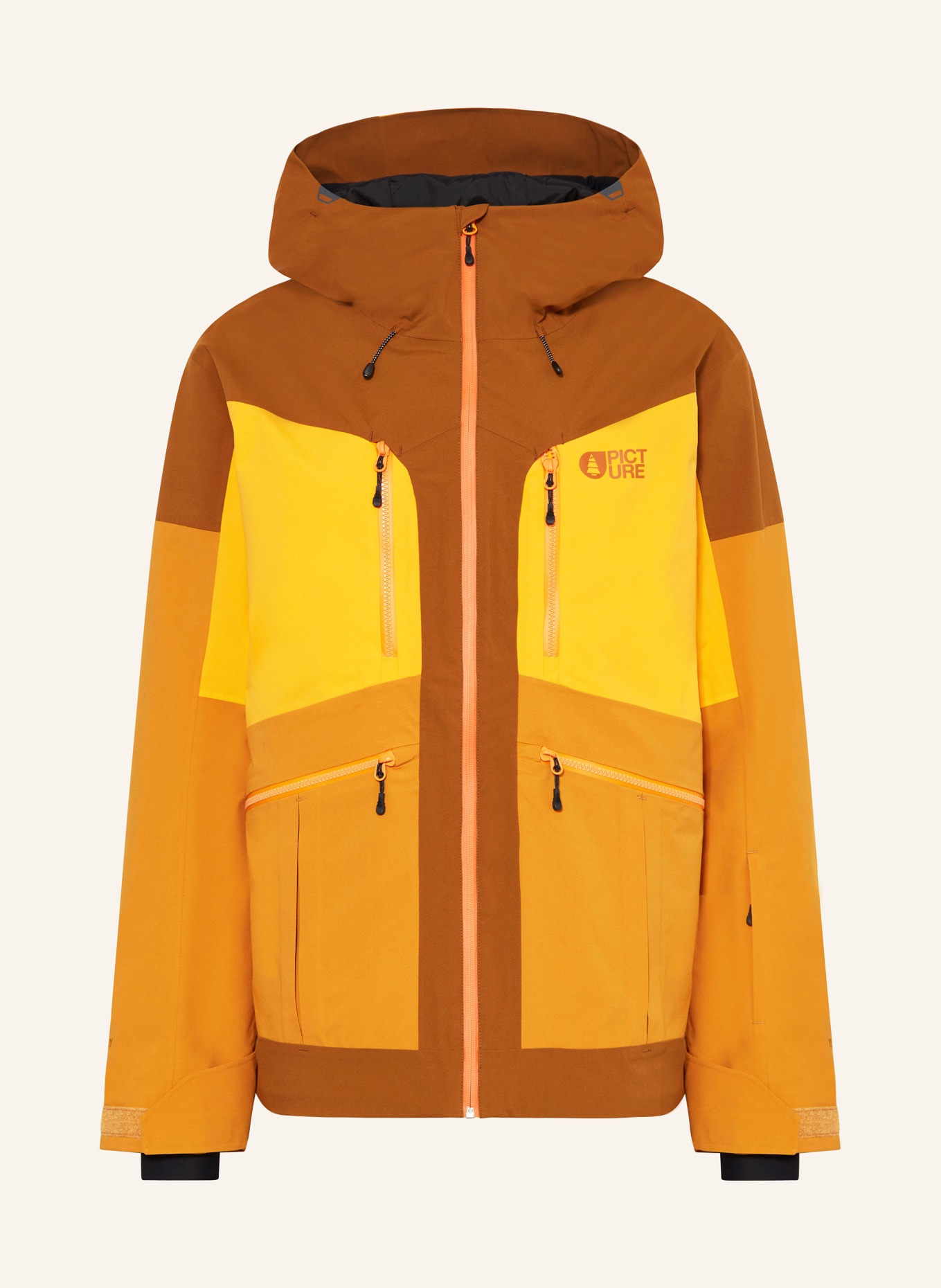 PICTURE Skijacke NAIKOON: BRAUN / ORANGE / DUNKELORANGE