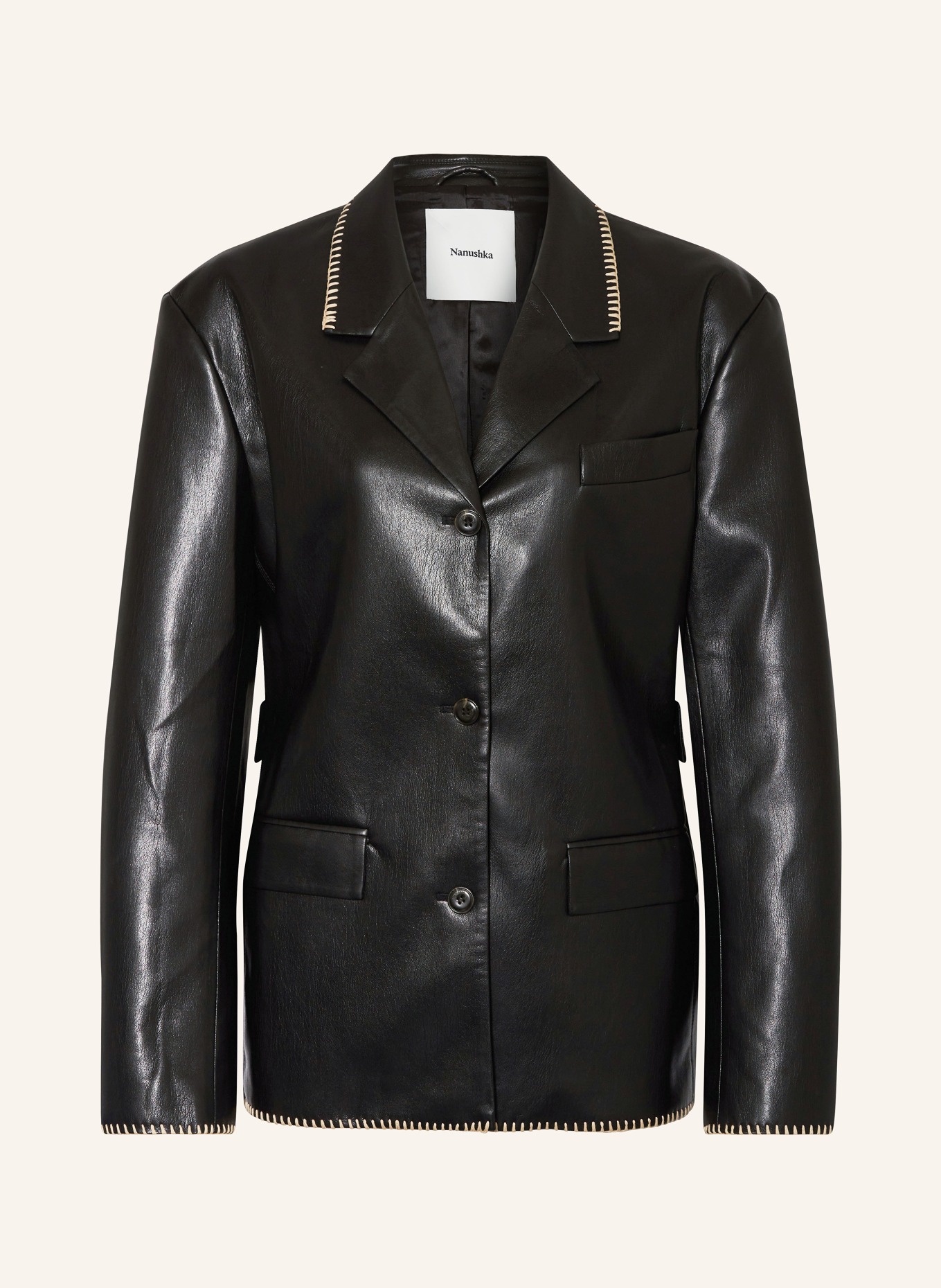 Nanushka Long blazer DIONNE in leather look, Color: BLACK (Image 1)