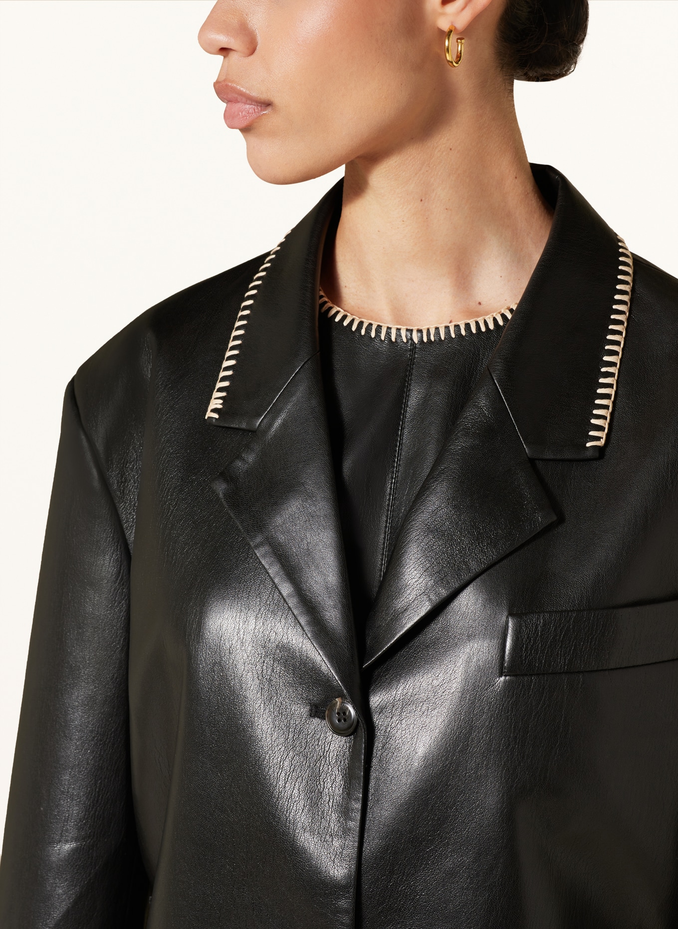 Nanushka Long blazer DIONNE in leather look, Color: BLACK (Image 4)