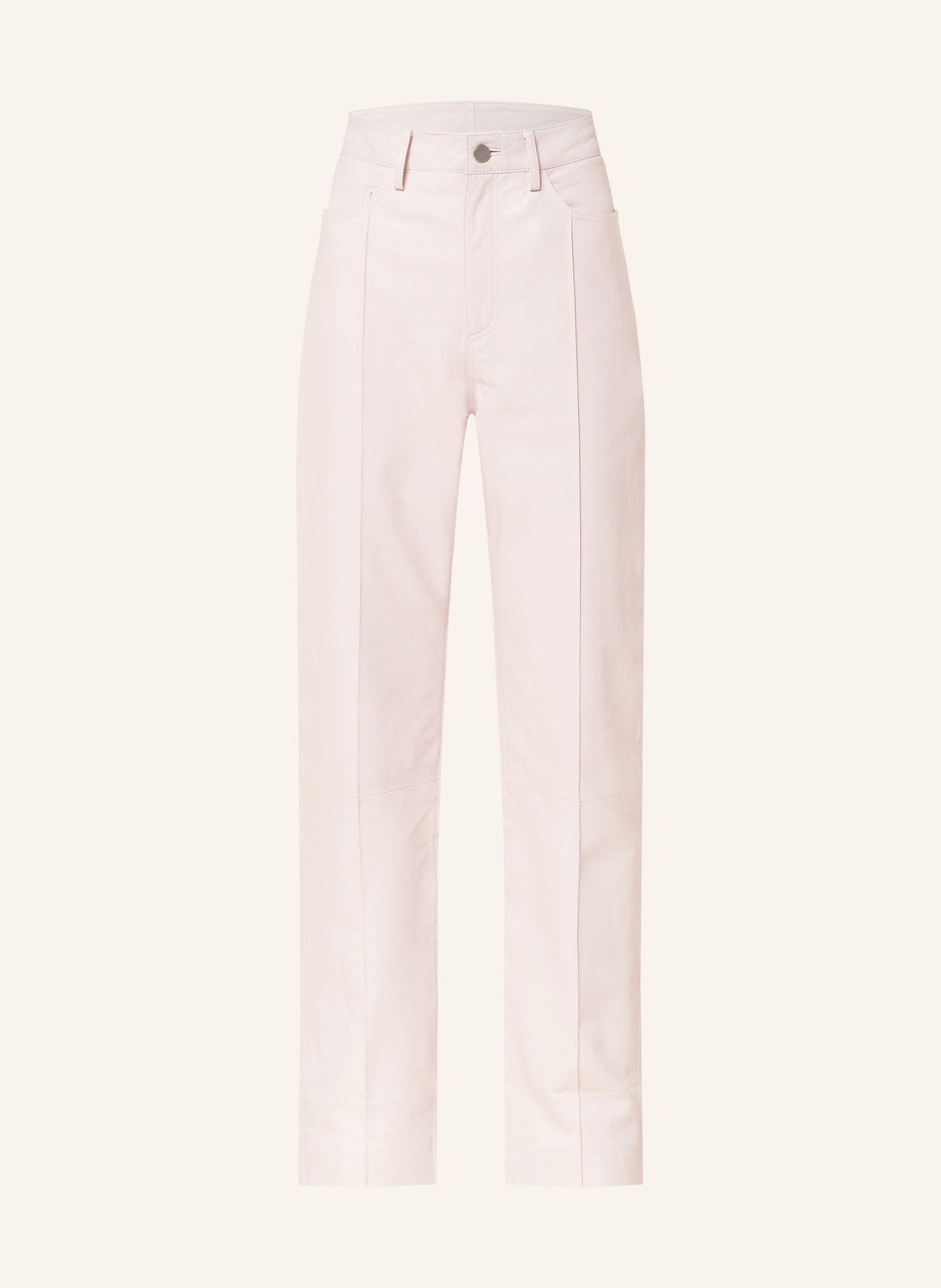 REMAIN Wide leg trousers made of leather, Color: LIGHT PINK (Image 1)