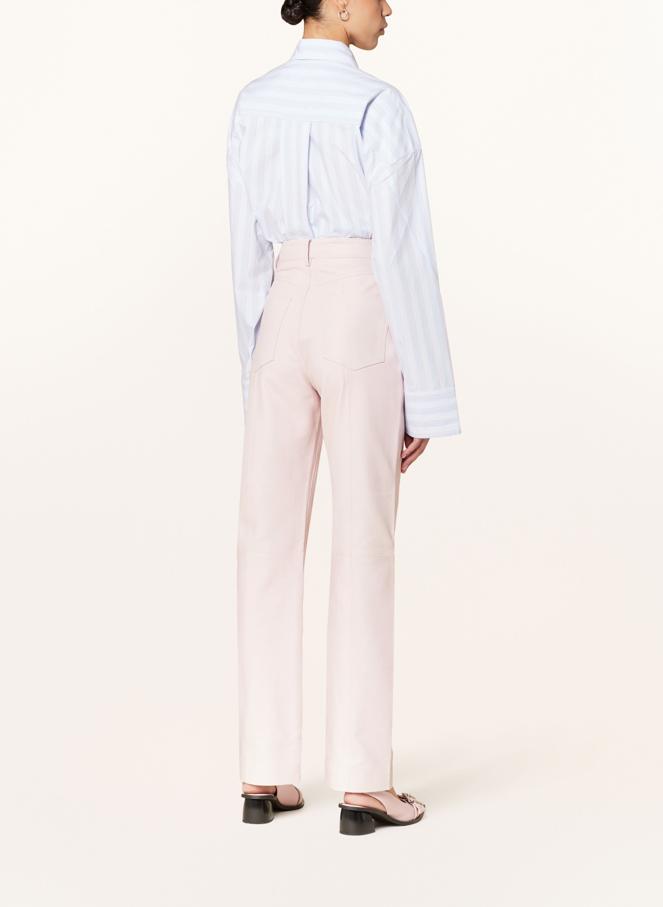 REMAIN Wide leg trousers made of leather, Color: LIGHT PINK (Image 3)