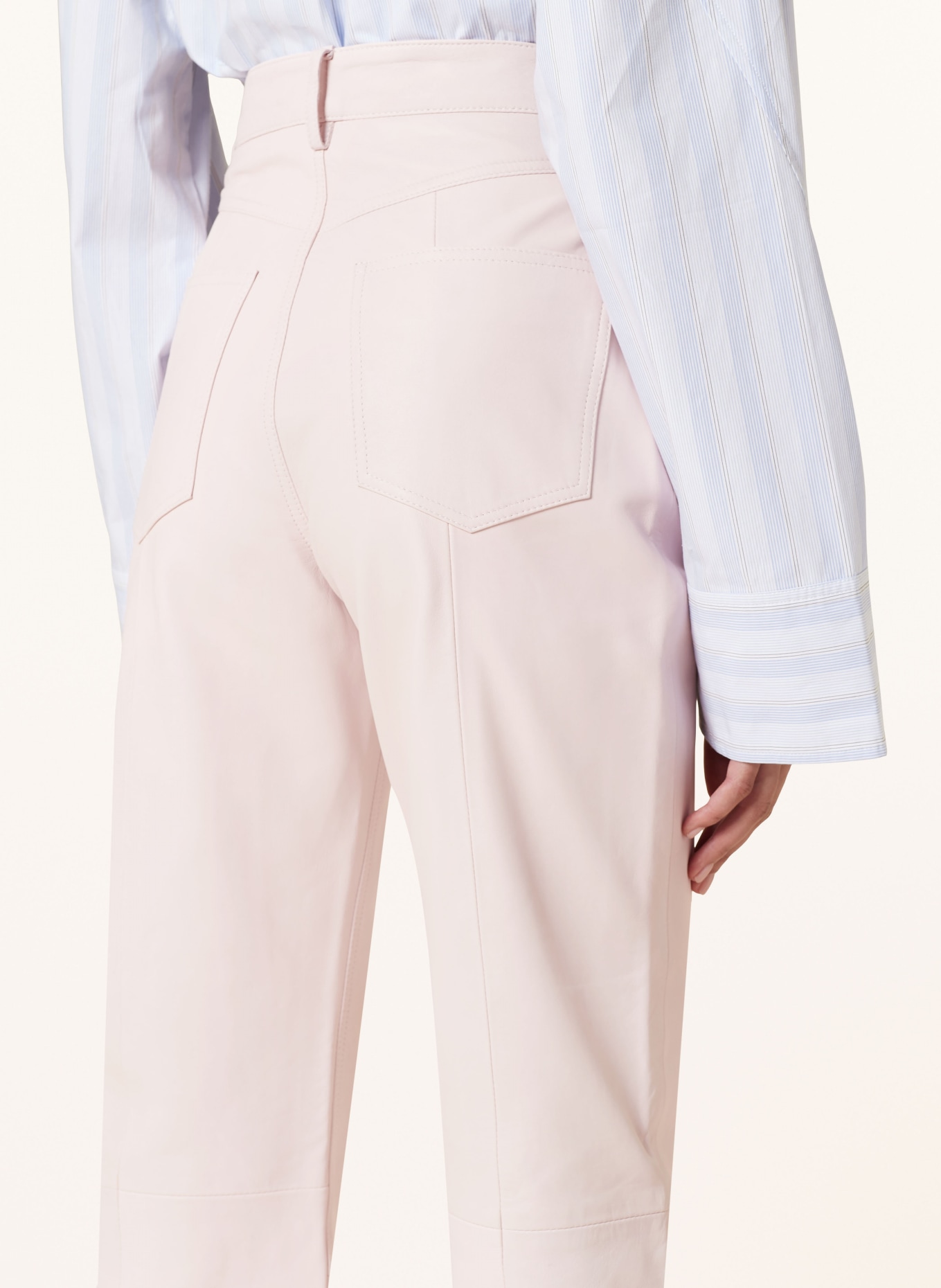 REMAIN Wide leg trousers made of leather, Color: LIGHT PINK (Image 5)
