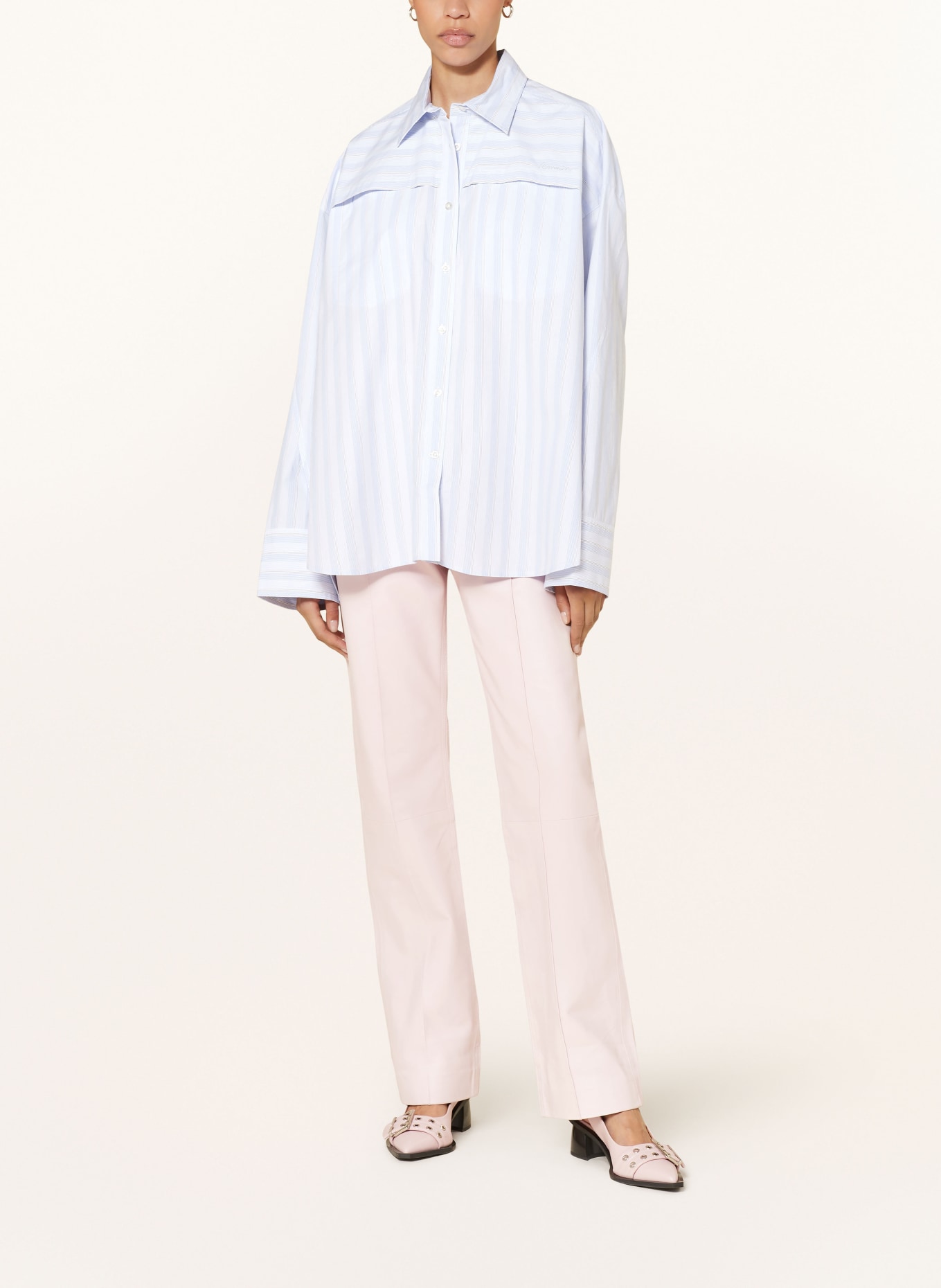 REMAIN Oversized shirt blouse, Color: WHITE/ LIGHT BLUE/ BLACK (Image 2)