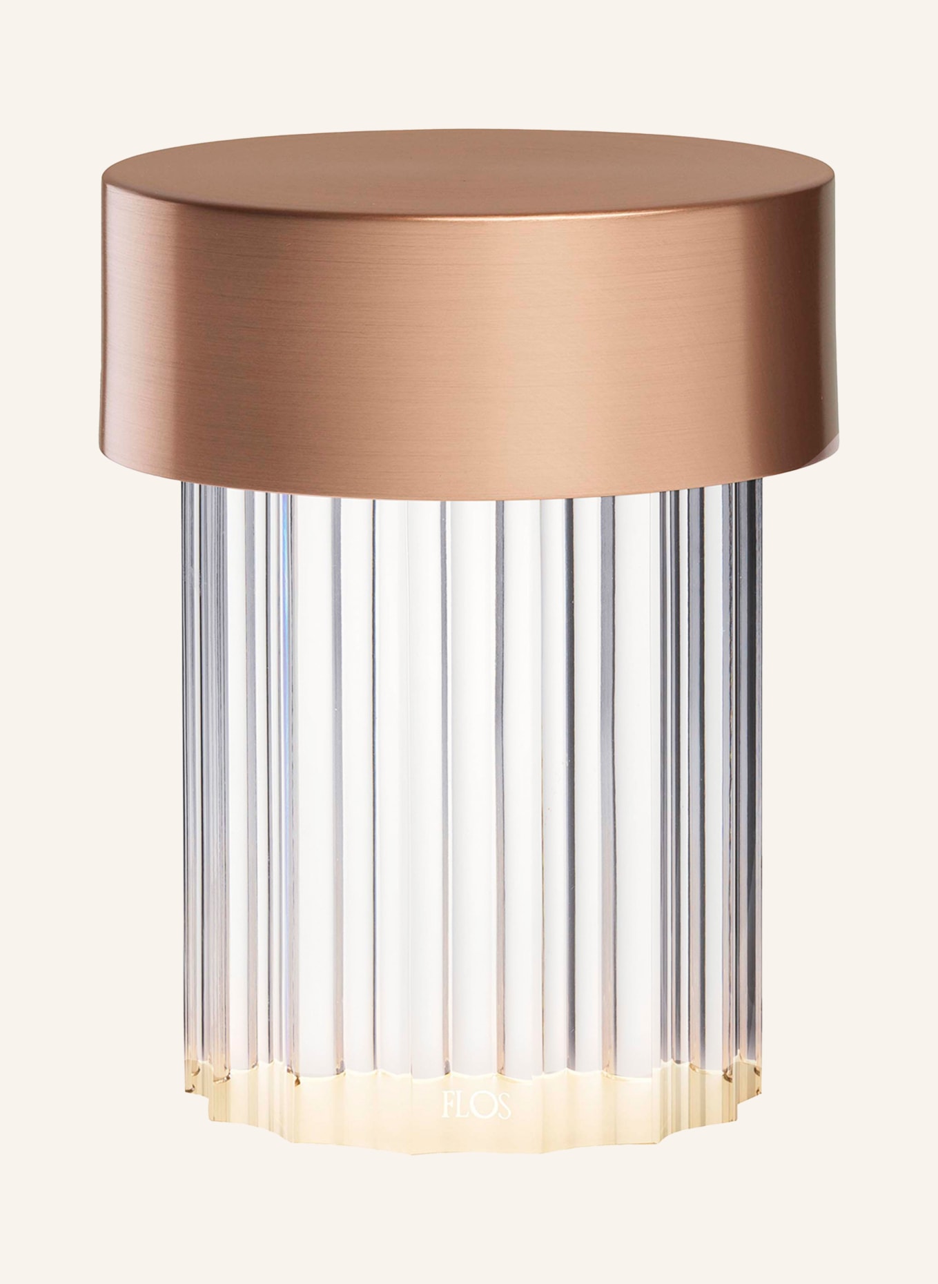 FLOS Stolní lampa LAST ORDER FLUTED: BARVA RŮŽOVÉHO ZLATA / BÍLÁ