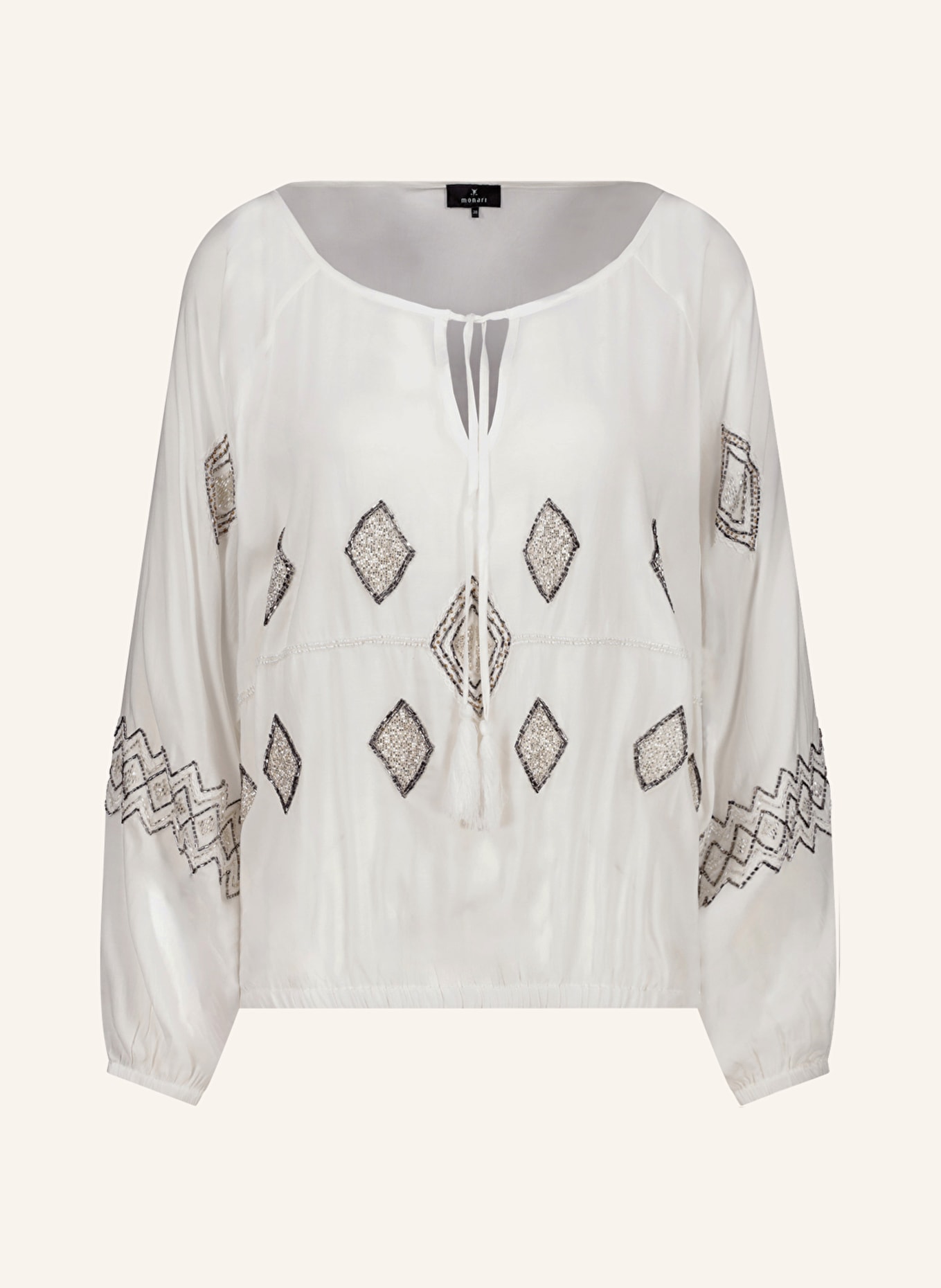 monari Shirt blouse with decorative gems, Color: WHITE/ SILVER (Image 1)