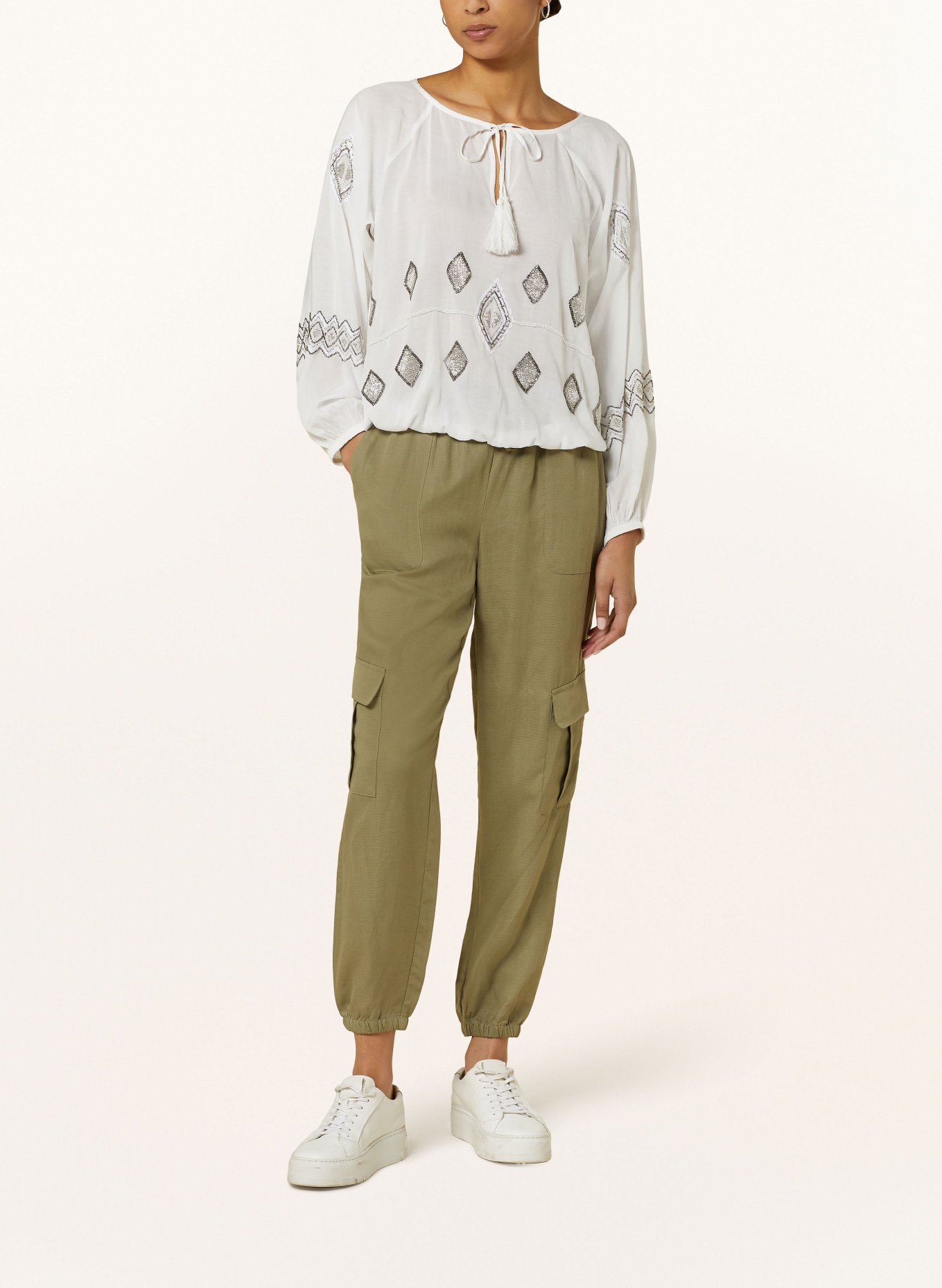 monari Shirt blouse with decorative gems, Color: WHITE/ SILVER (Image 2)