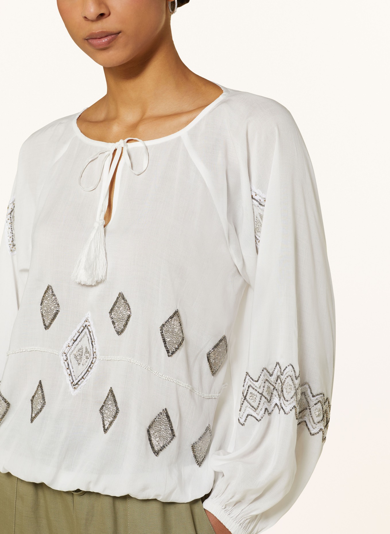 monari Shirt blouse with decorative gems, Color: WHITE/ SILVER (Image 4)