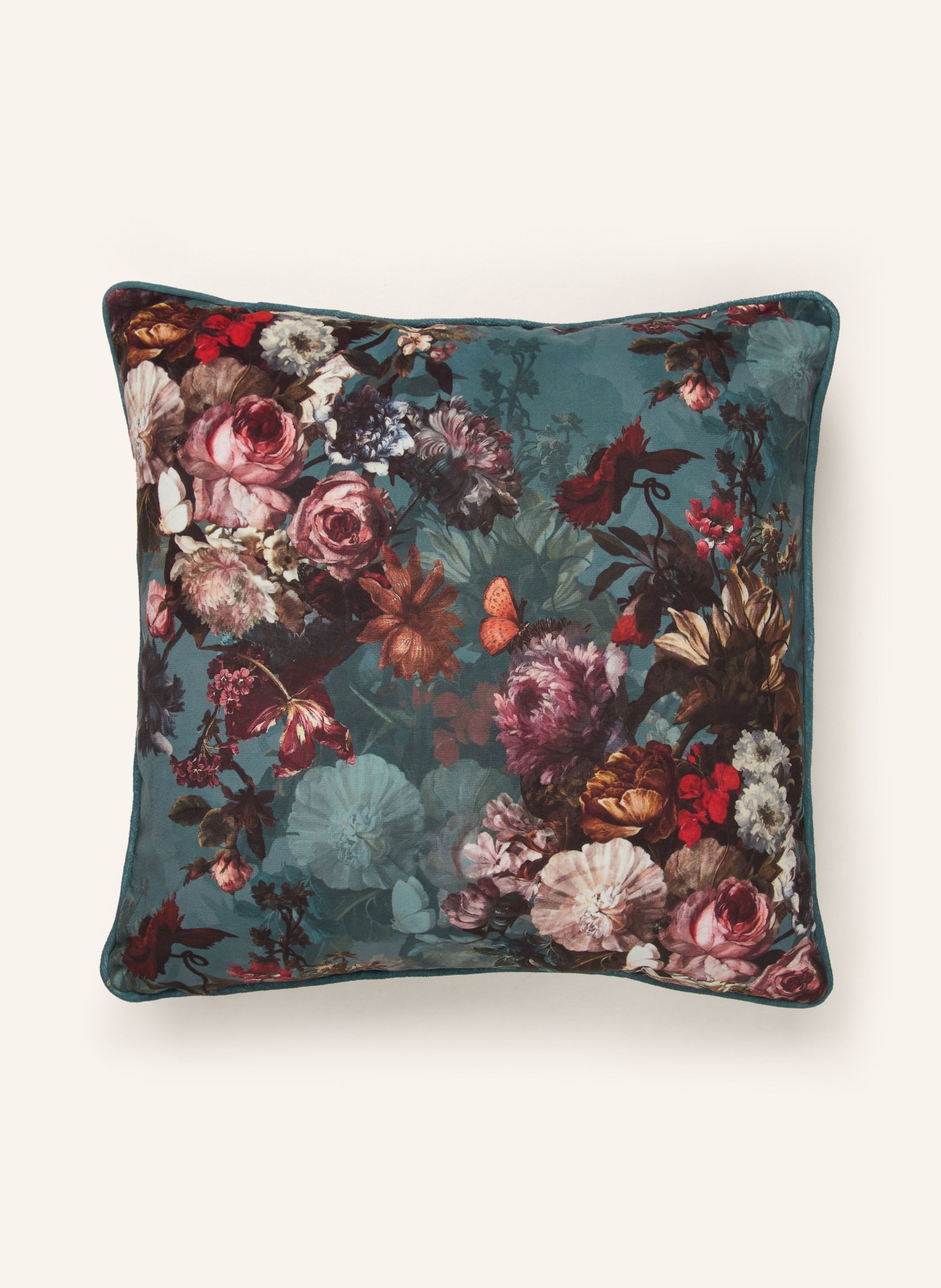 ESSENZA Velvet decorative cushion KARLI, Color: TEAL/ FUCHSIA/ ORANGE (Image 2)