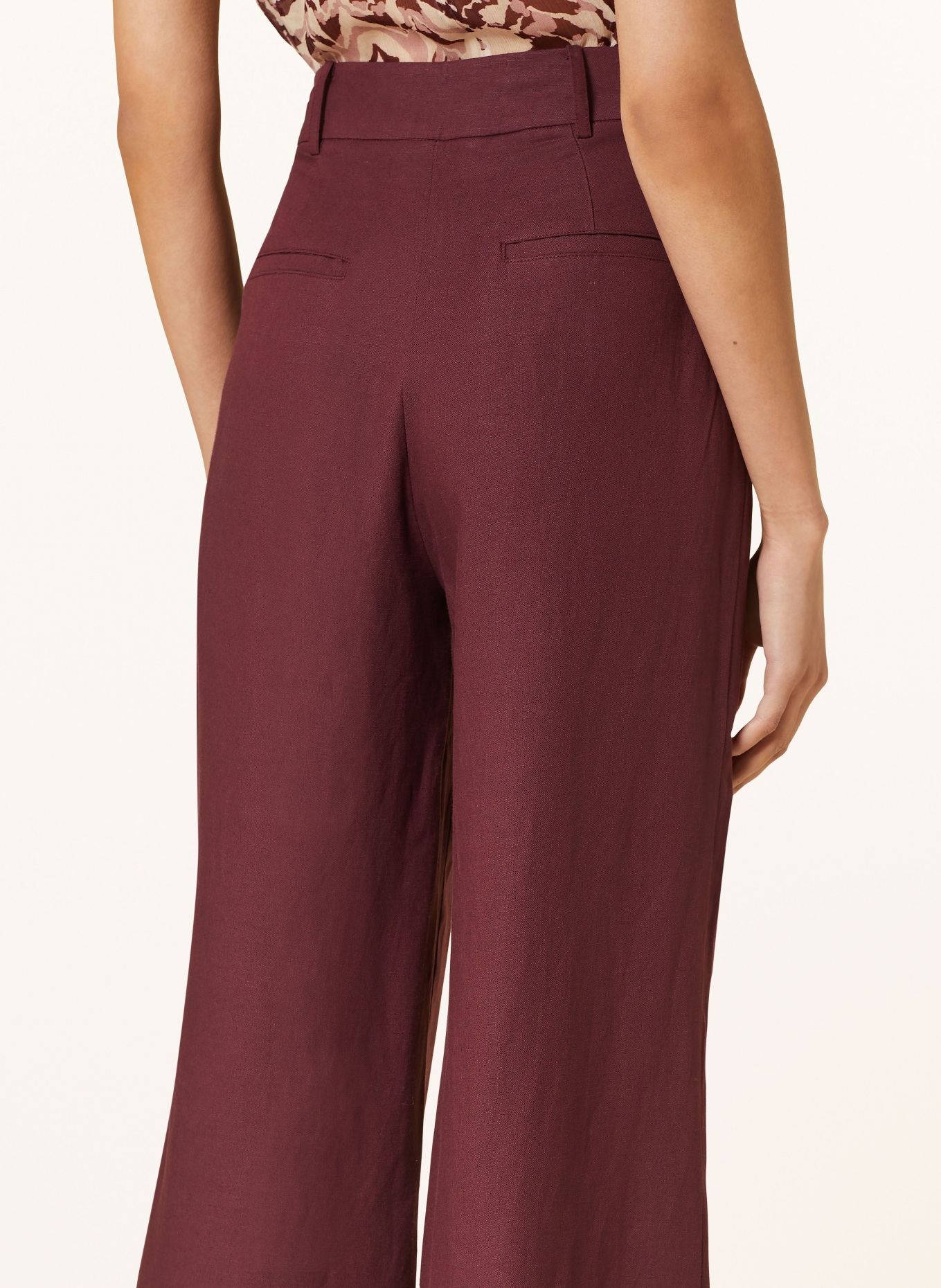 PATRIZIA PEPE Wide leg trousers with linen: DARK RED