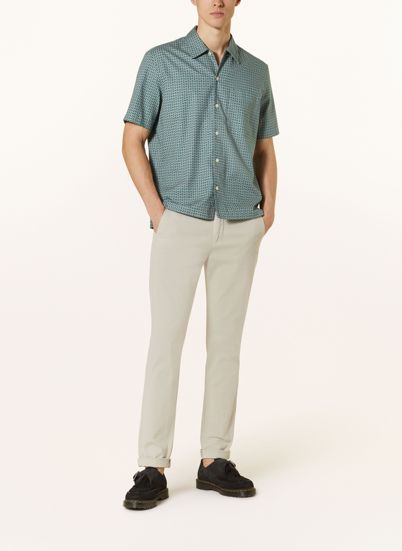 Marc O'Polo Short sleeve shirt regular fit, Color: GREEN/ TEAL (Image 2)