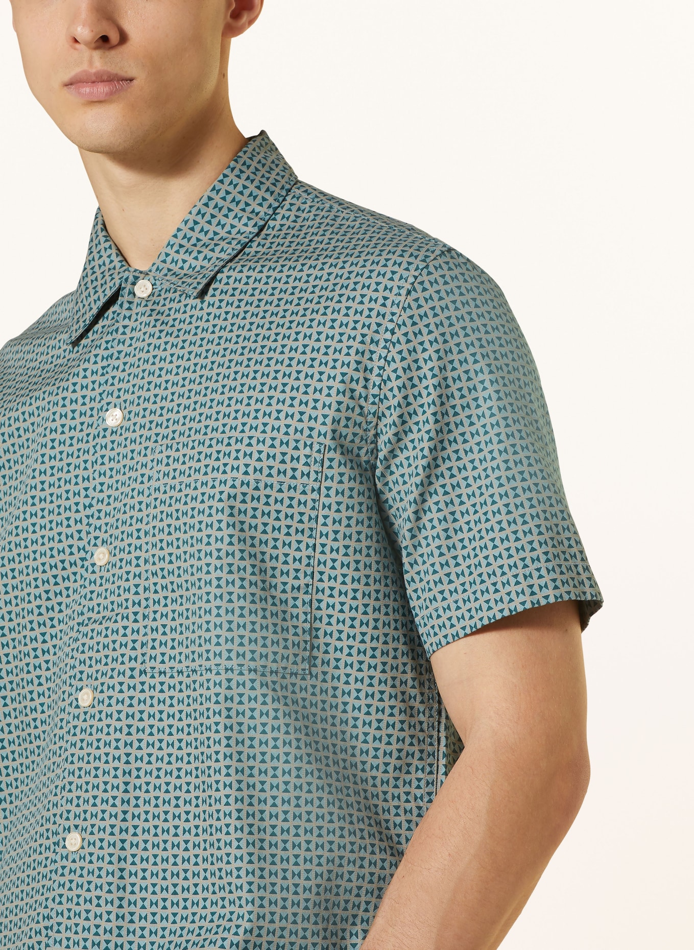 Marc O'Polo Short sleeve shirt regular fit, Color: GREEN/ TEAL (Image 4)