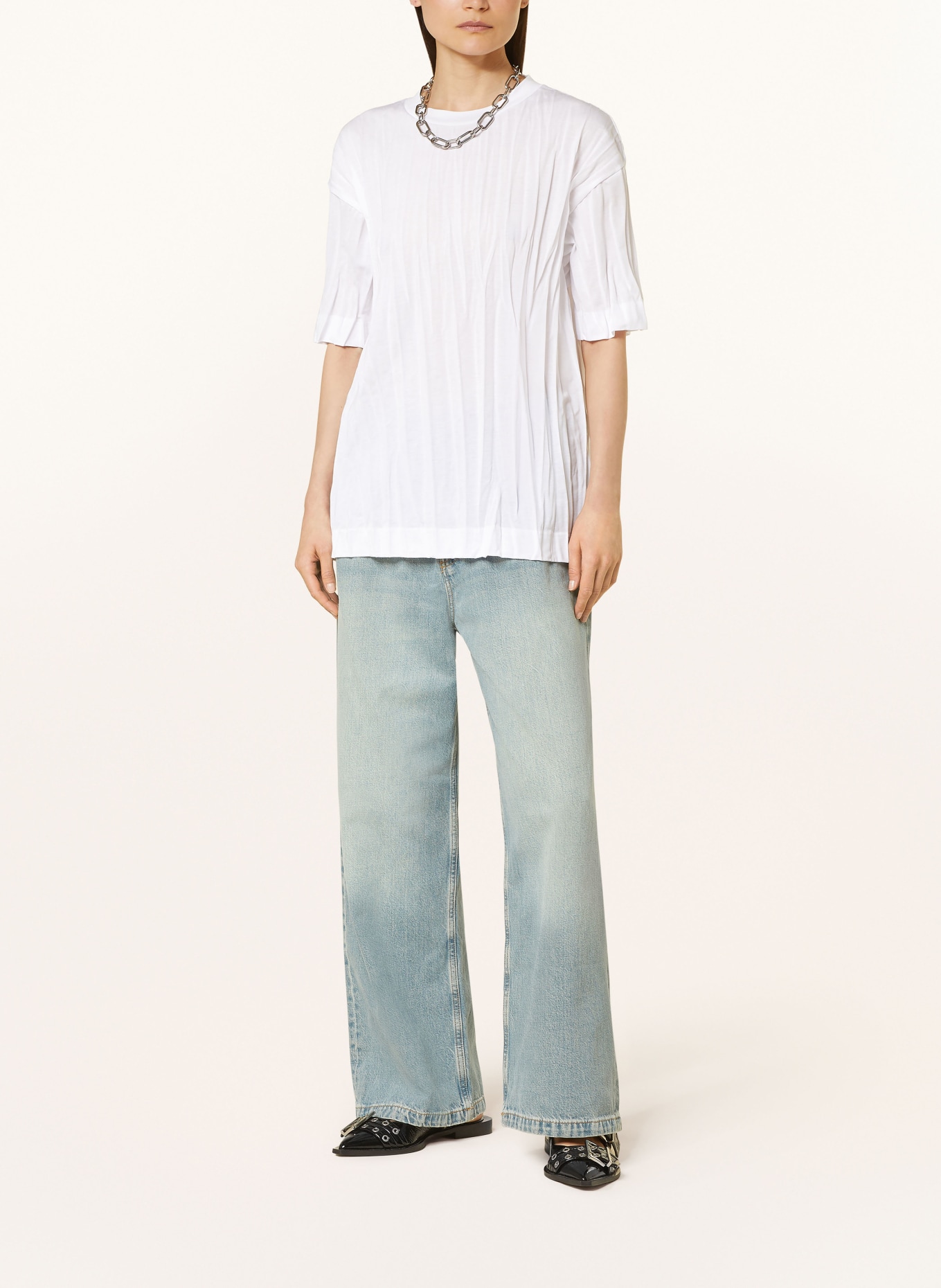 COS T-shirt with pleats, Color: WHITE (Image 2)