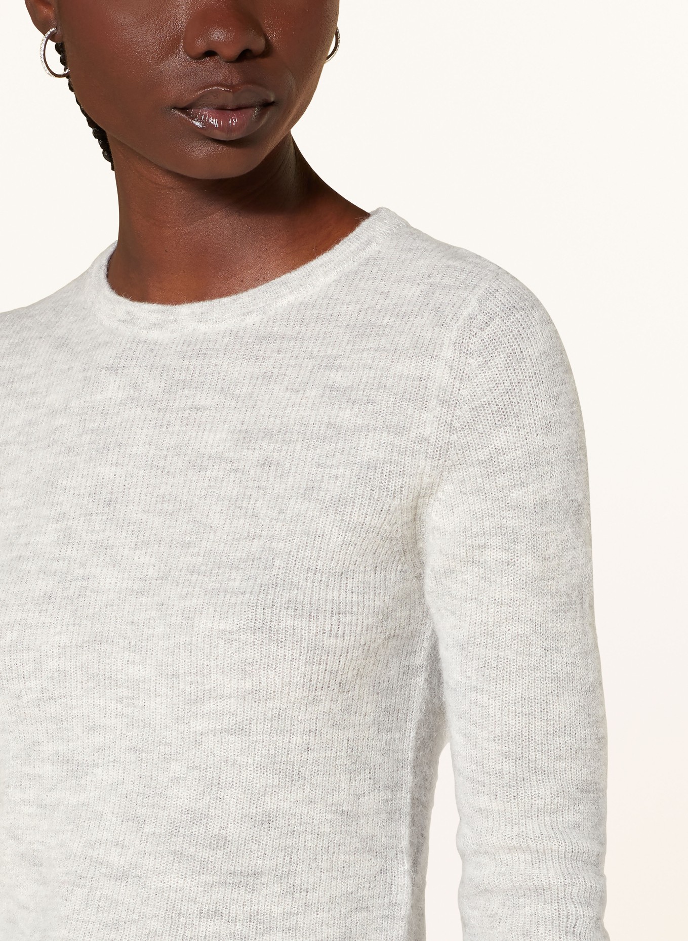 MRS & HUGS Cropped-Pullover mit Alpaka: HELLGRAU
