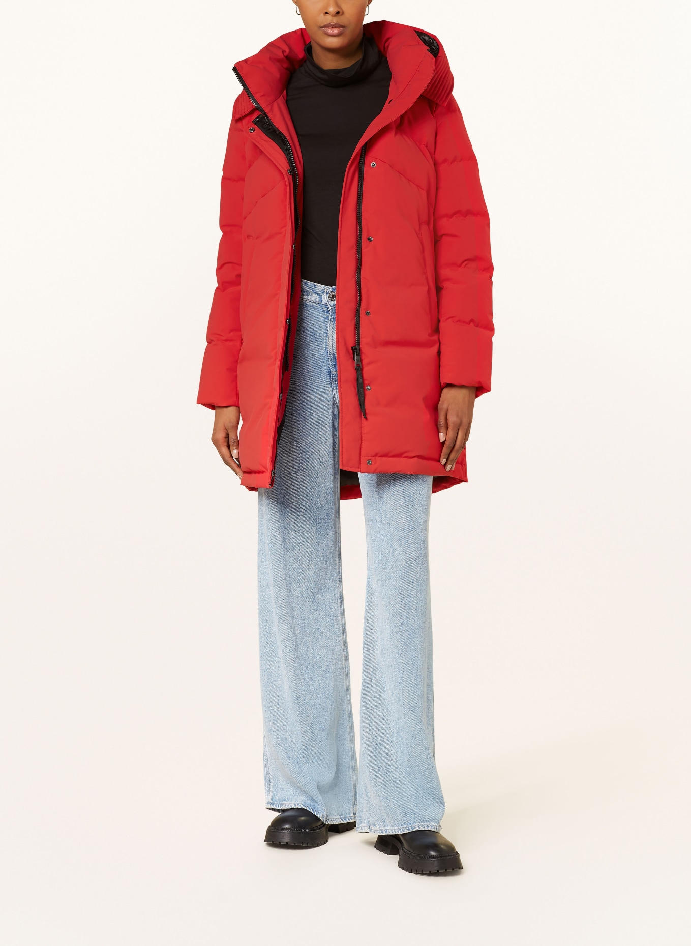 Down Coat Mantel Rot Tommy Hilfiger Kapuze Hilfiger Winterjacke