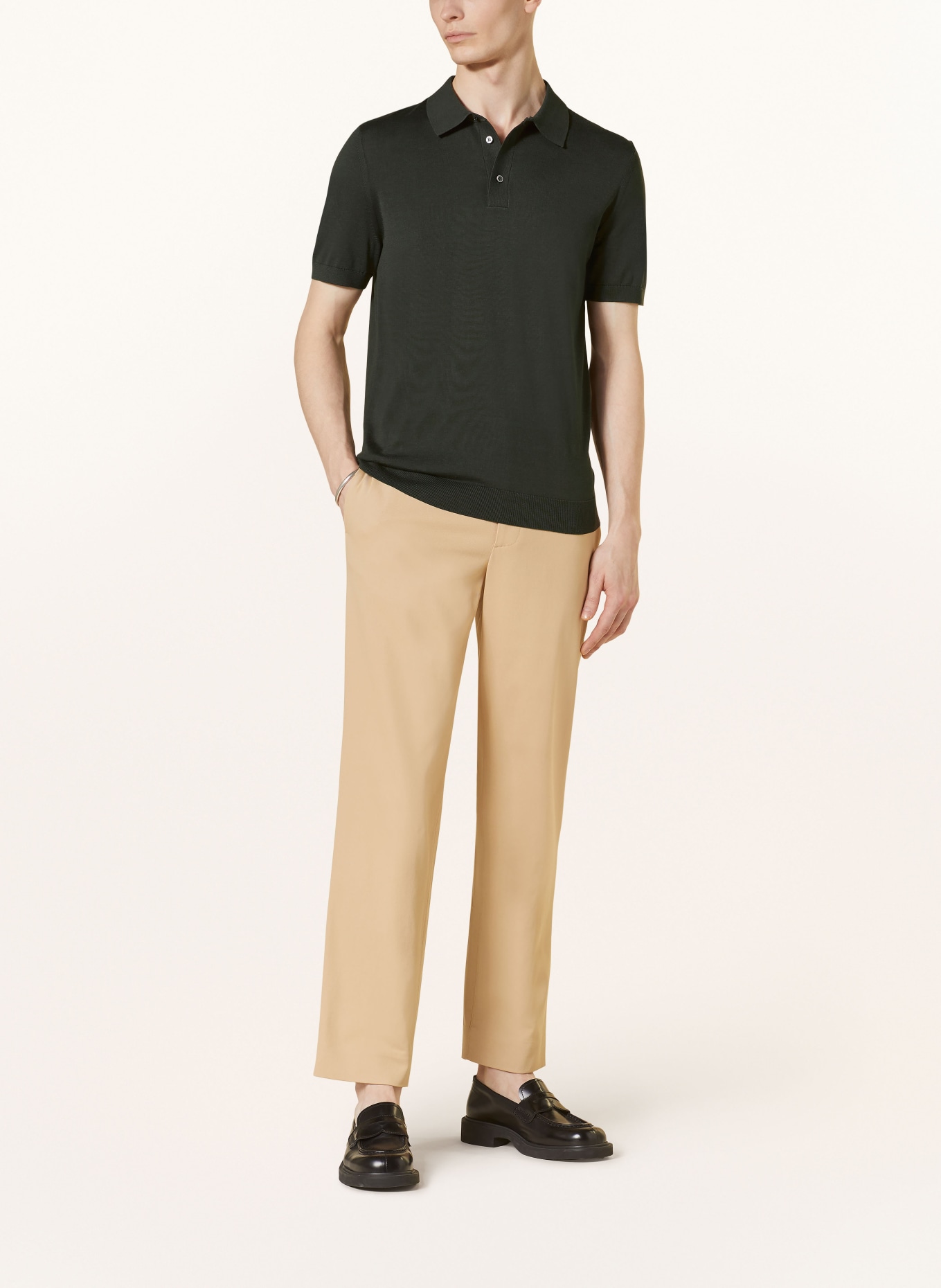 COS Polo shirt slim fit with silk, Color: DARK GREEN (Image 2)