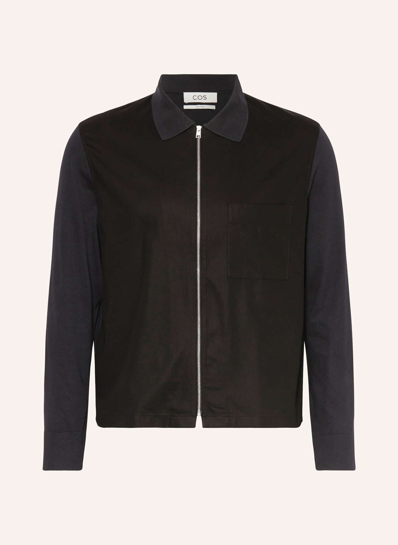COS Overshirt in mixed materials, Color: BLACK/ DARK BLUE (Image 1)