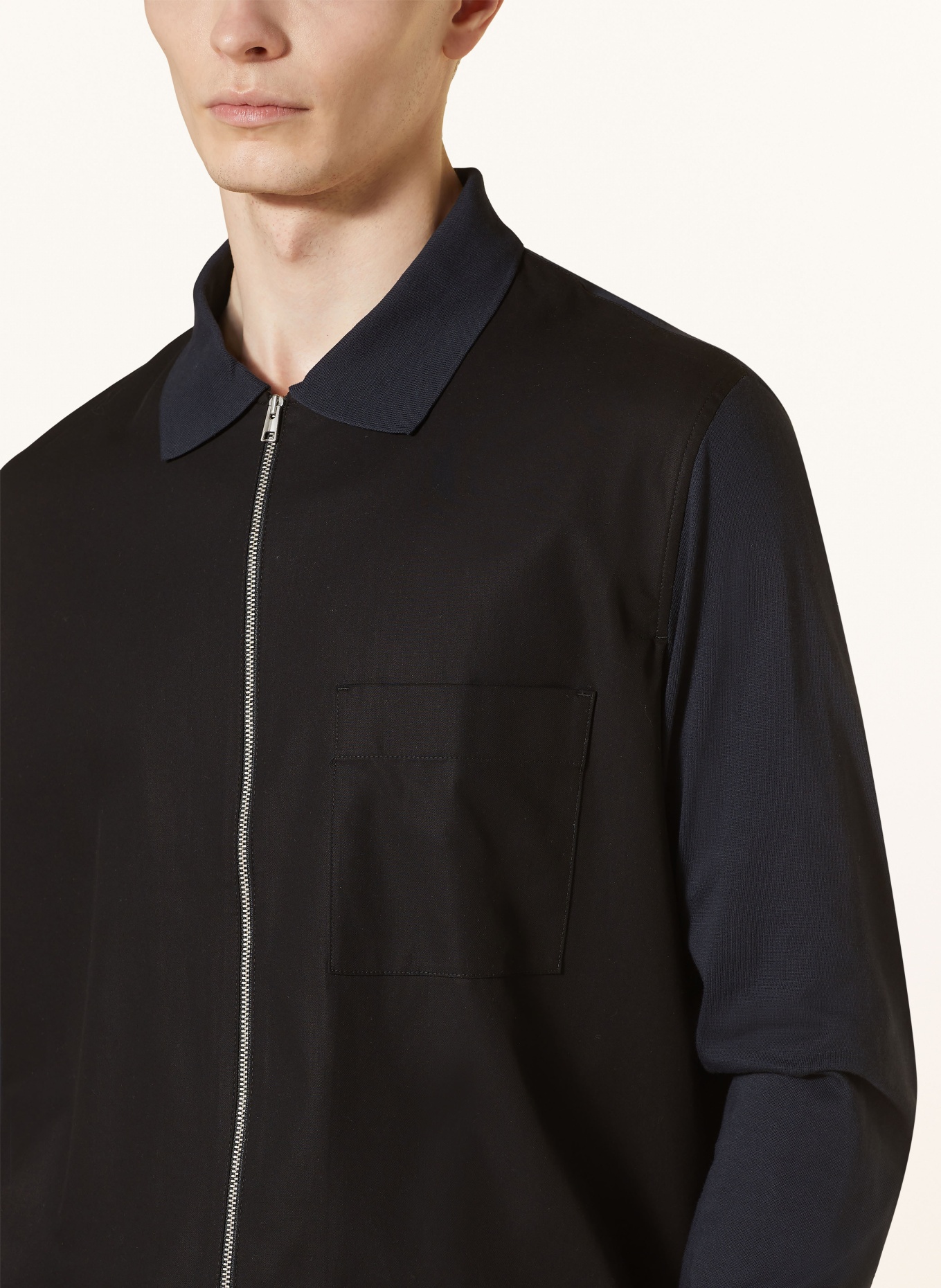 COS Overshirt in mixed materials, Color: BLACK/ DARK BLUE (Image 4)