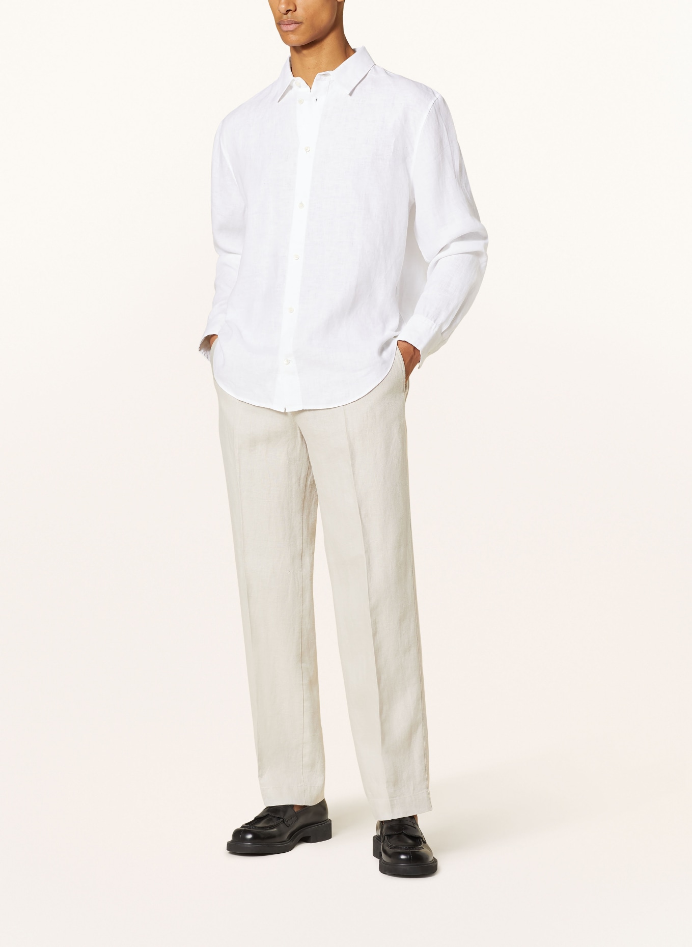 COS Spodnie z lnu relaxed fit, Kolor: KREMOWY (Obrazek 3)