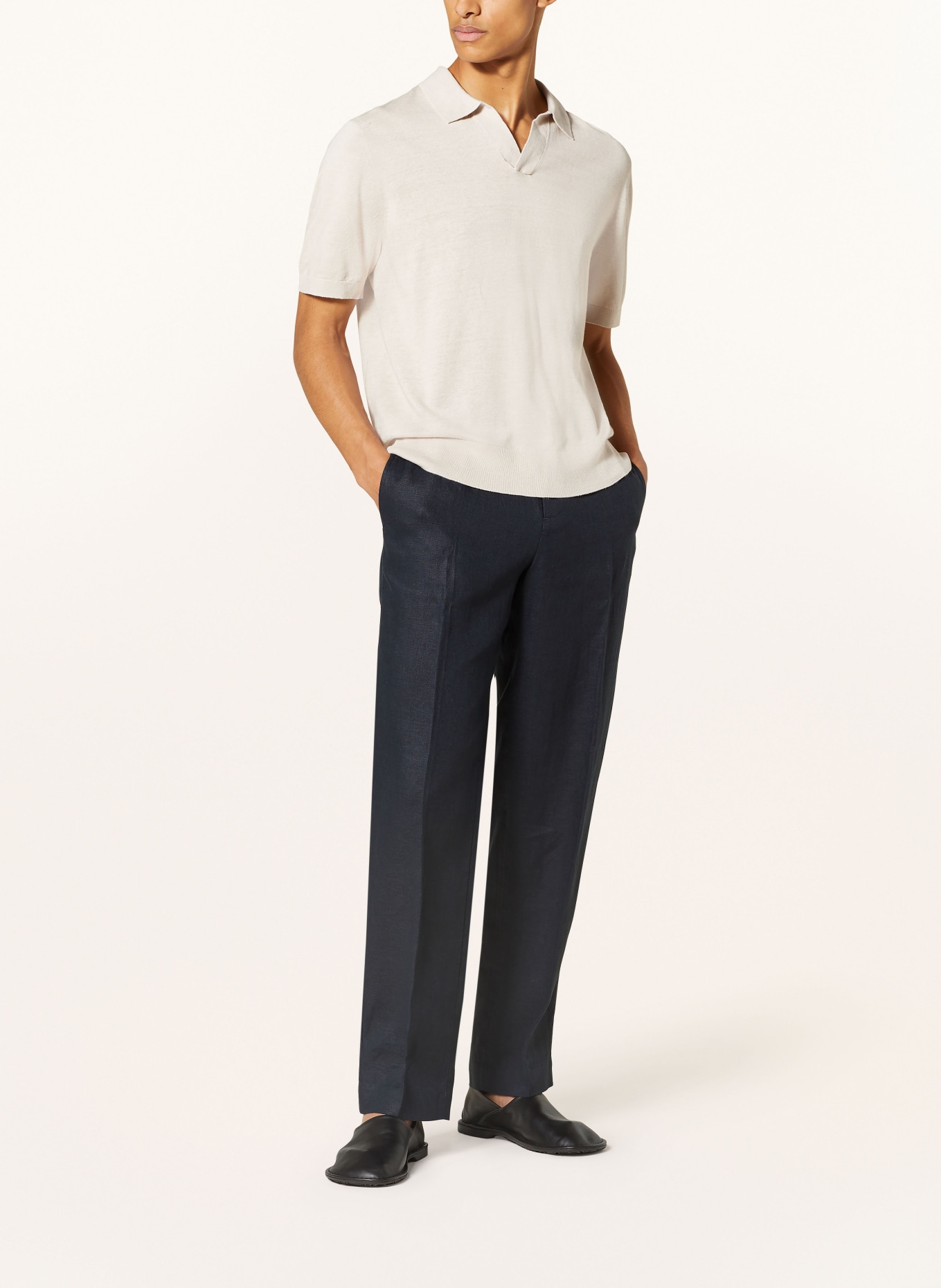 COS Linen trousers relaxed fit, Color: DARK BLUE (Image 3)