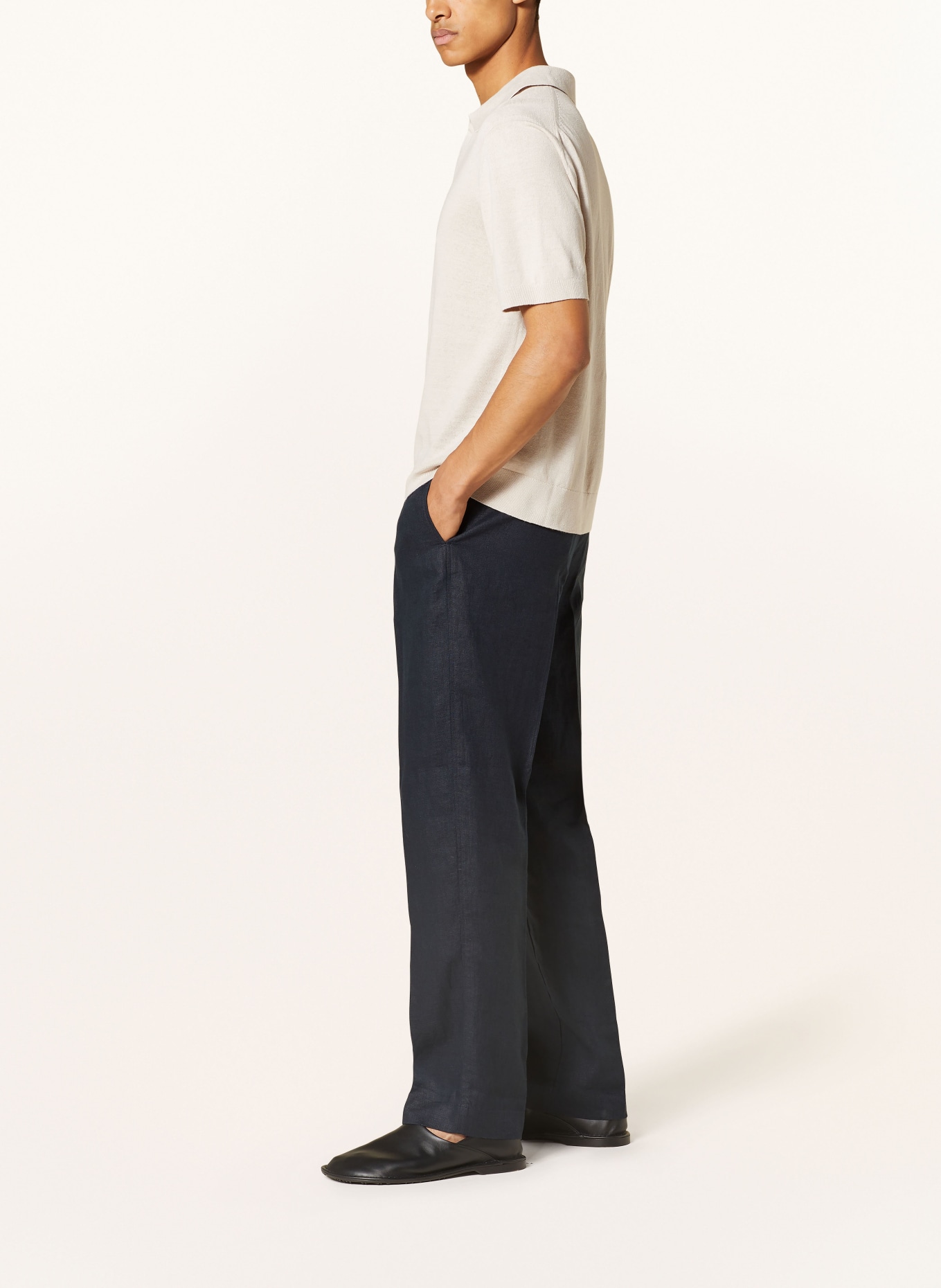 COS Linen trousers relaxed fit, Color: DARK BLUE (Image 5)