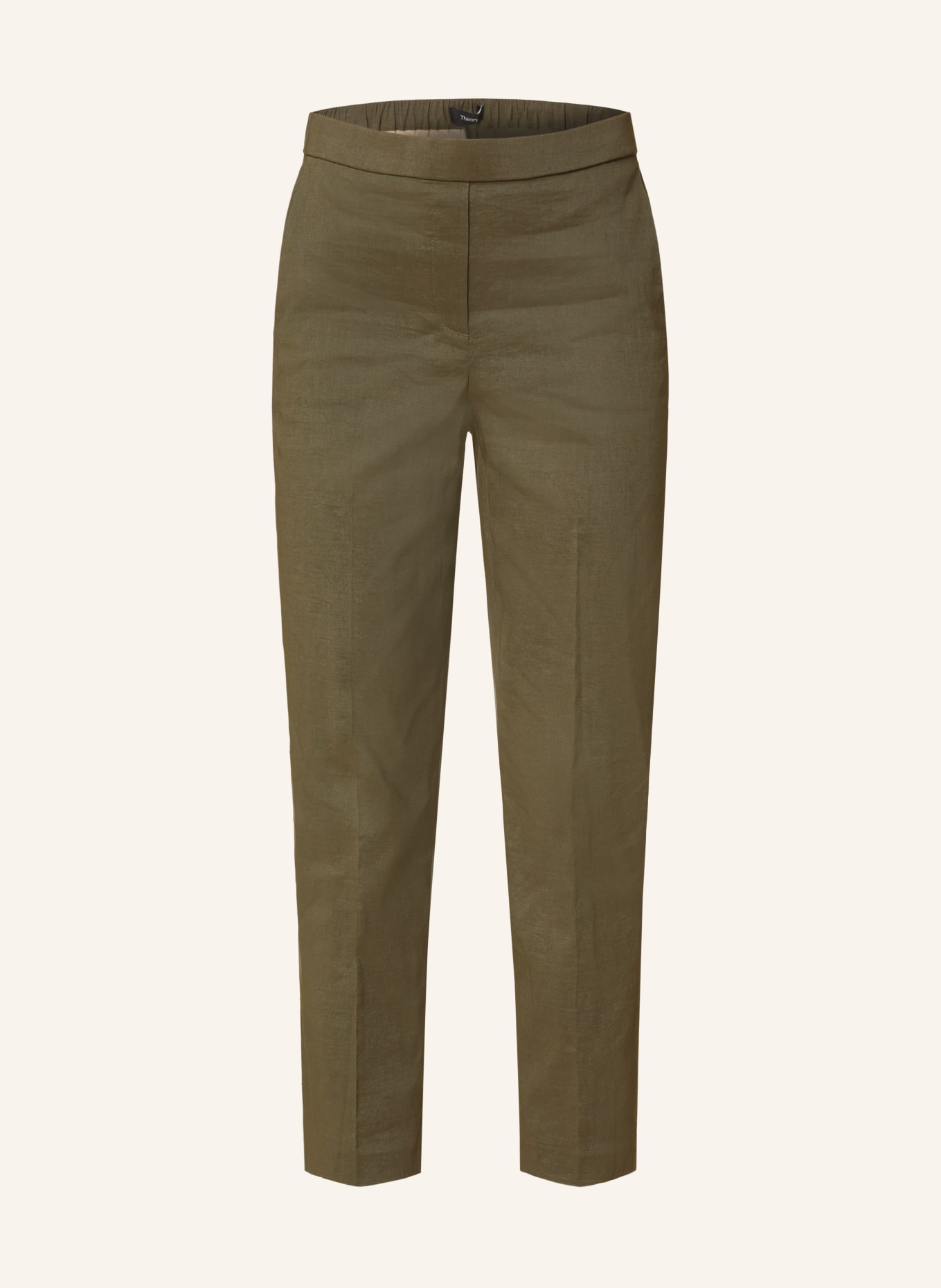 Theory 7/8 pants with linen, Color: f5j dark olive (Image 1)
