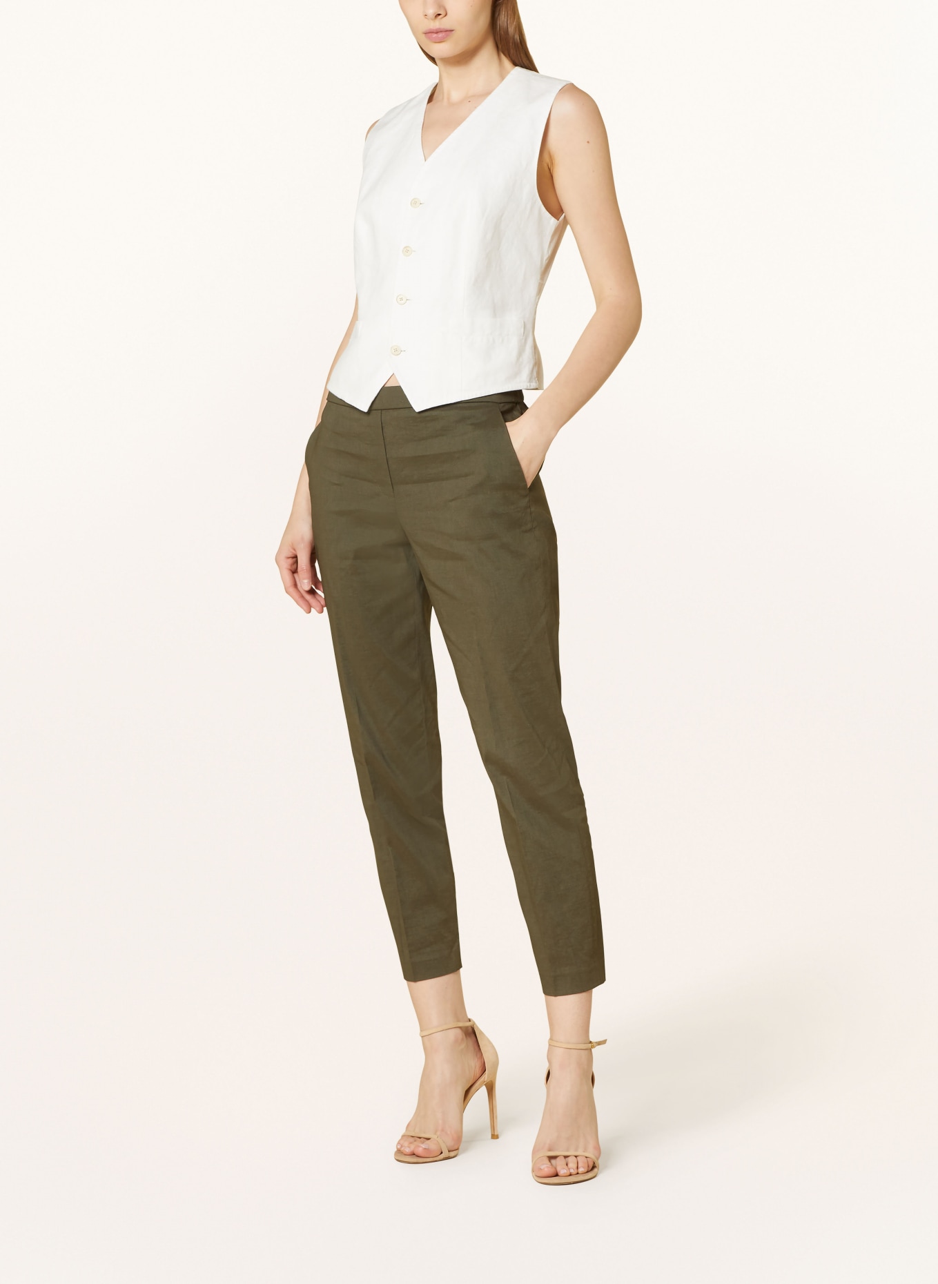 Theory 7/8 pants with linen, Color: f5j dark olive (Image 2)