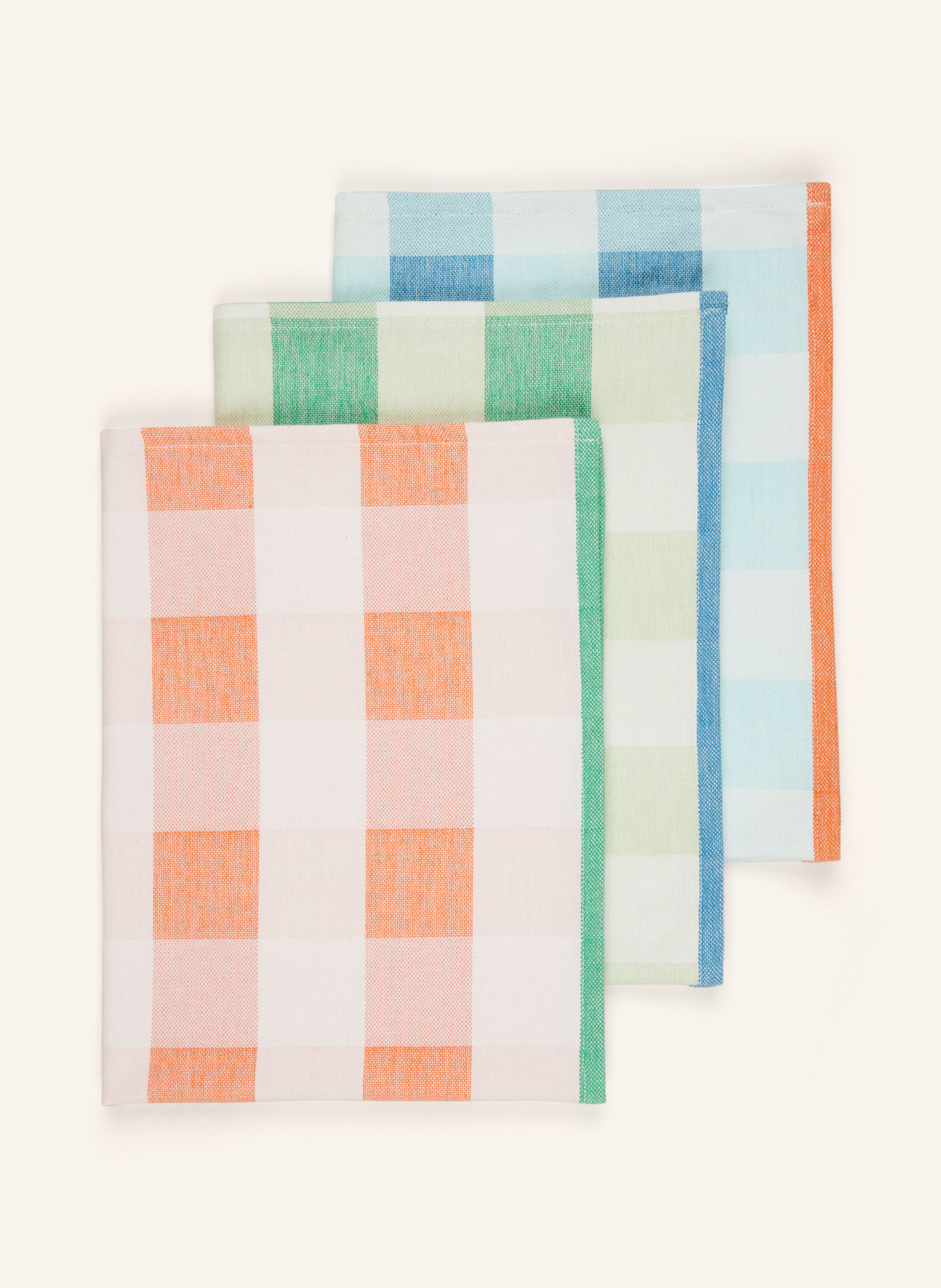 pichler Set of 3 dish towels FERDI, Color: LIGHT GREEN/ ORANGE/ TURQUOISE (Image 1)