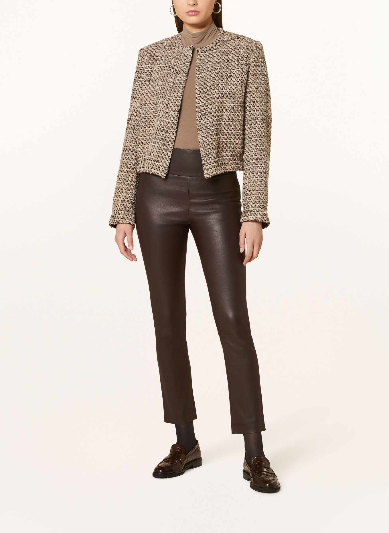 RIANI Bouclé jacket with glitter thread: BROWN / LIGHT BROWN / TAUPE