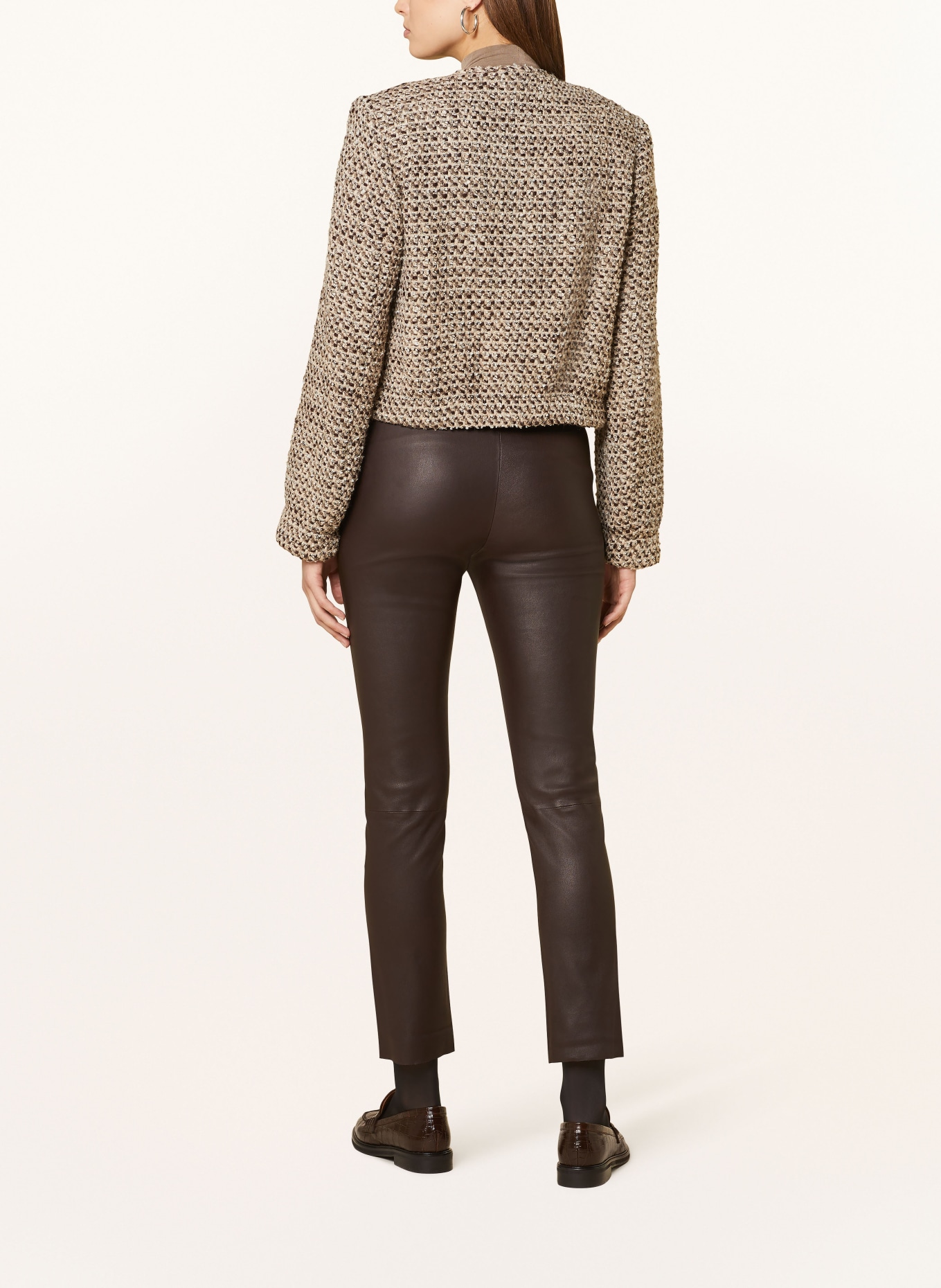 RIANI Bouclé jacket with glitter thread: BROWN / LIGHT BROWN / TAUPE