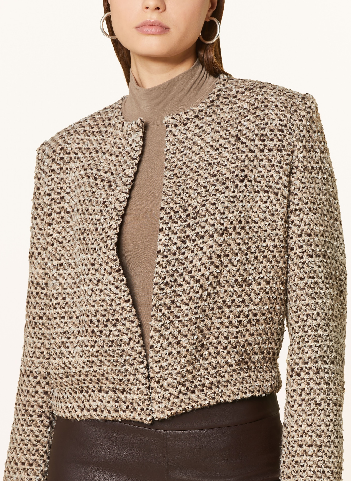 RIANI Bouclé jacket with glitter thread: BROWN / LIGHT BROWN / TAUPE