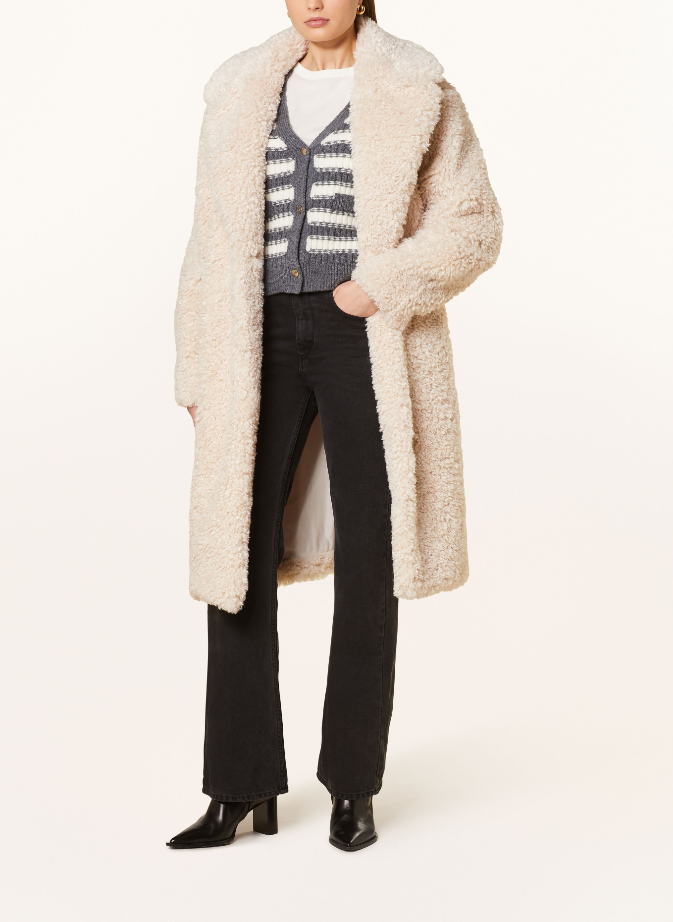 Sand teddy coat top