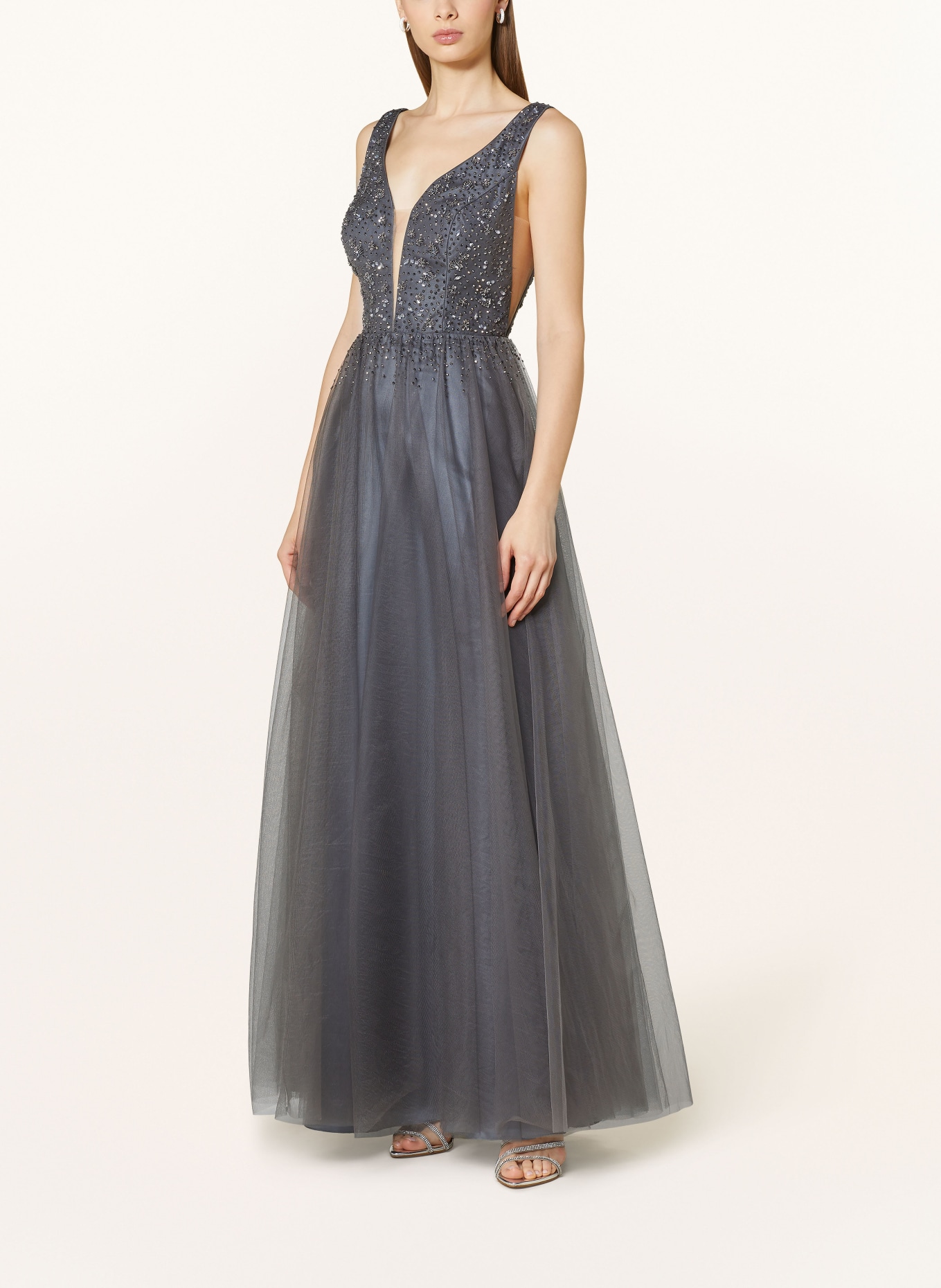 VM Vera Mont Abendkleid mit Schmucksteinen: DUNKELGRAU