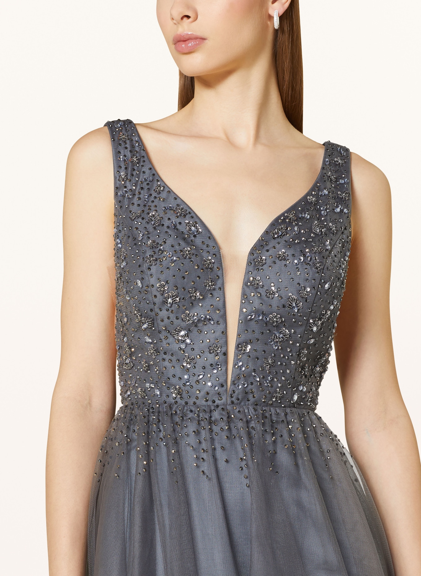 VM Vera Mont Abendkleid mit Schmucksteinen: DUNKELGRAU