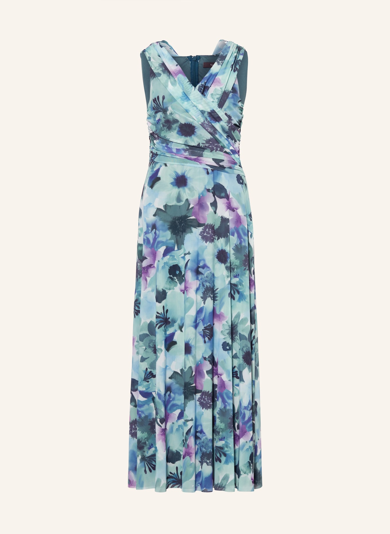 Vera Mont Evening dress in mesh: GREEN / PURPLE / BLUE