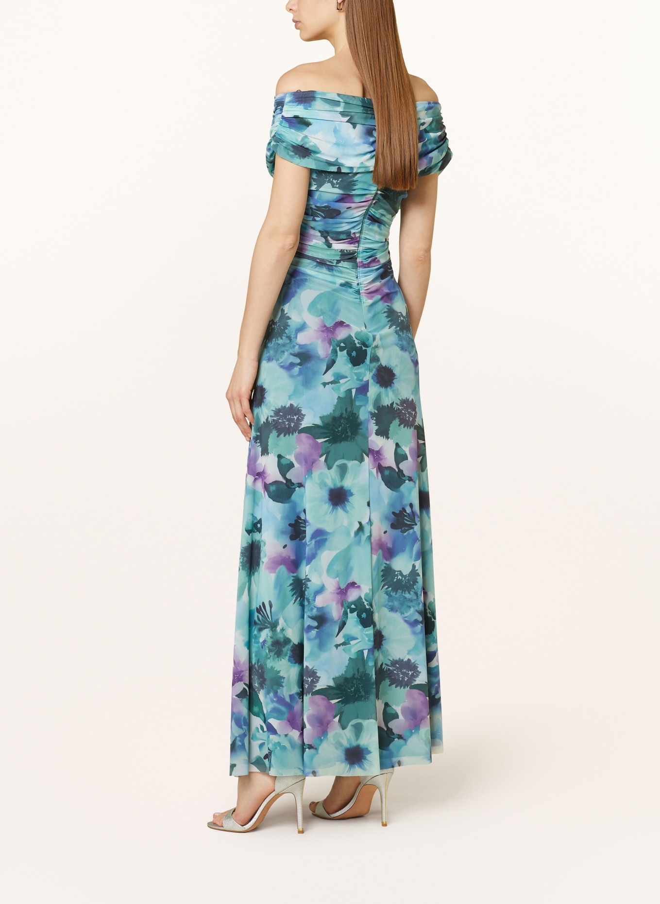 Vera Mont Evening dress in mesh: GREEN / PURPLE / BLUE