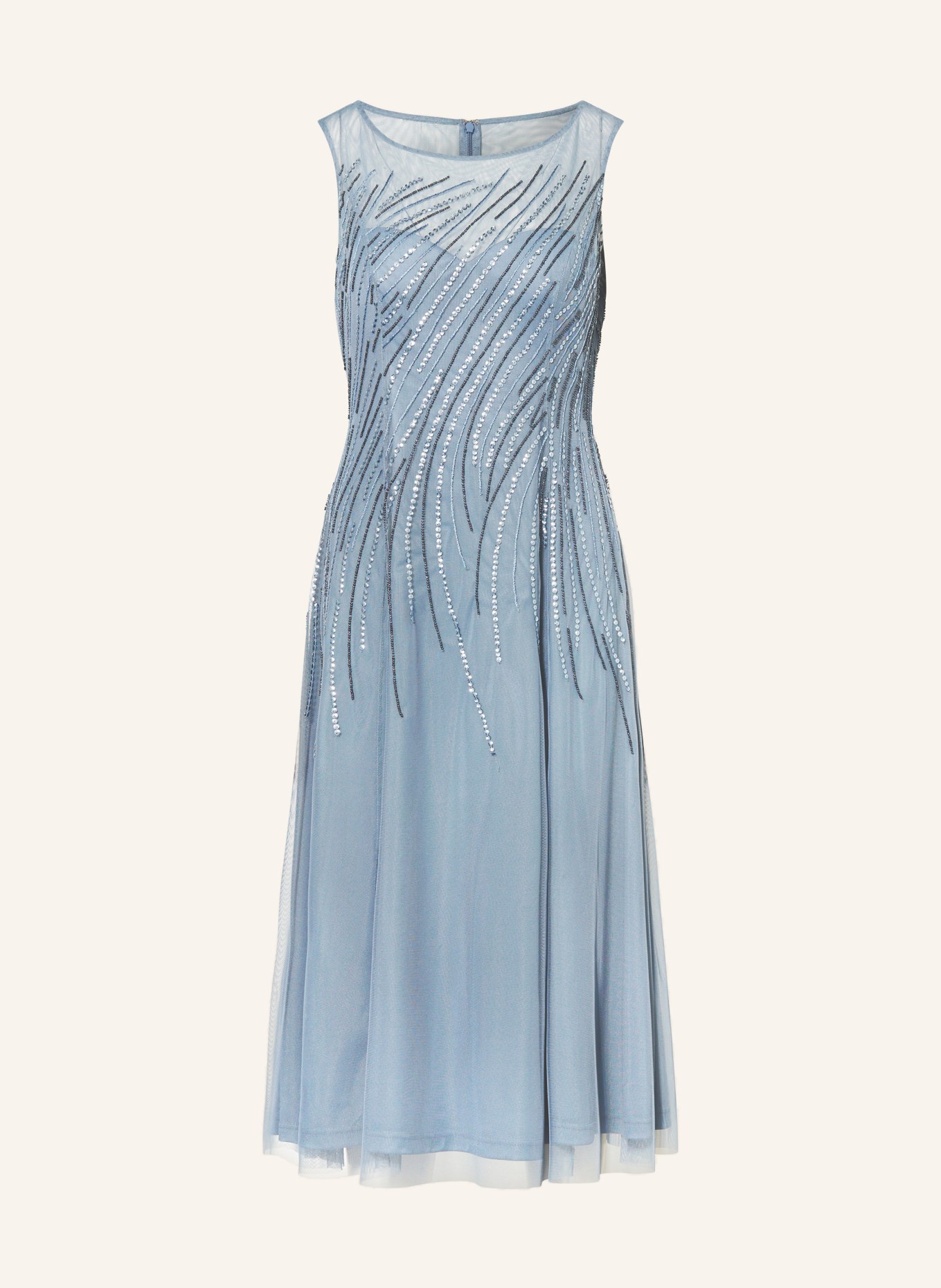 Vera Mont Tulle cocktail dress with decorative beads: BLUE GRAY