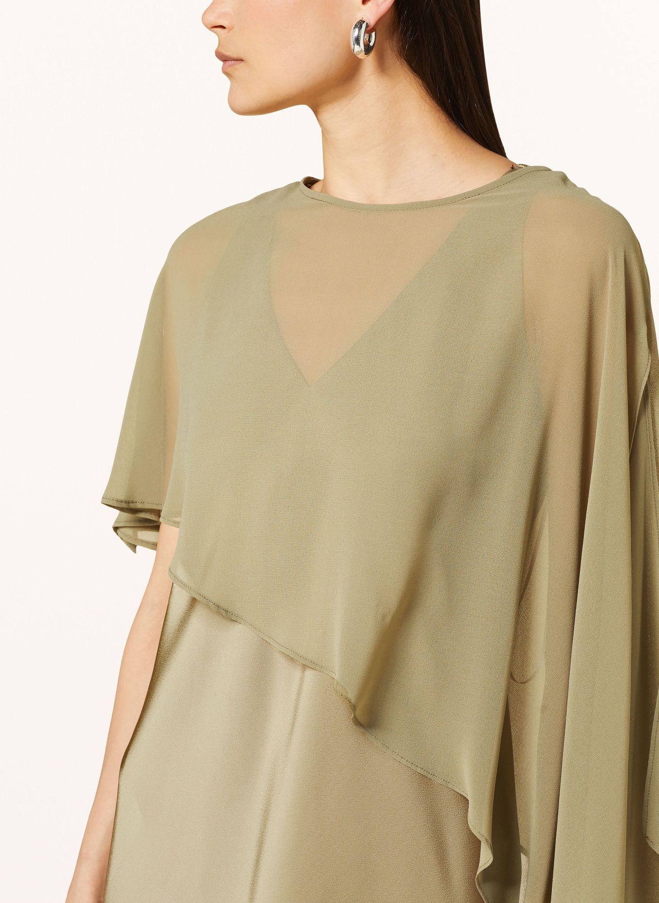 V by Vera Mont Satinkleid mit Cape, Farbe: OLIV (Bild 4)