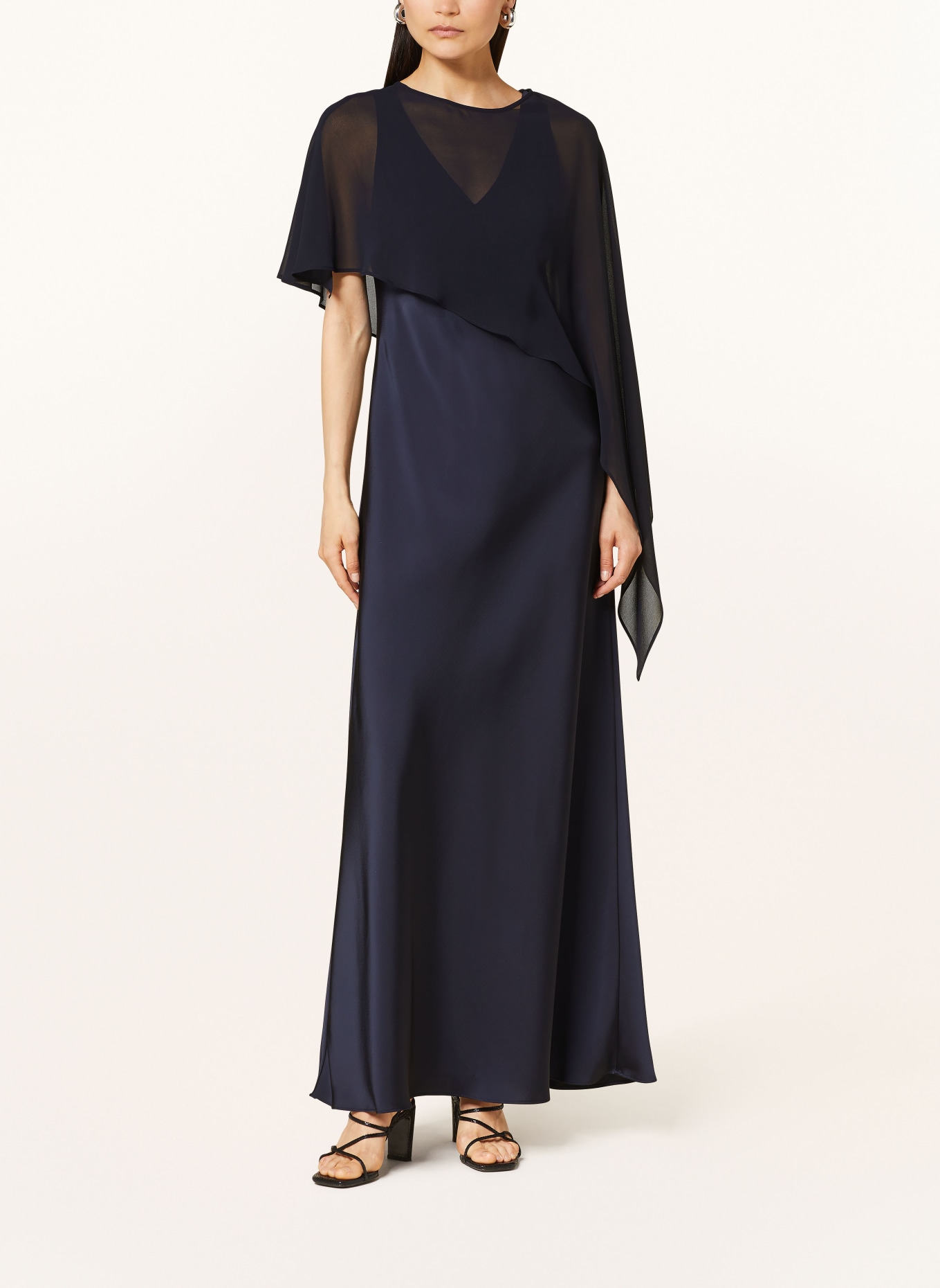 V by Vera Mont Satinkleid mit Cape: DUNKELBLAU