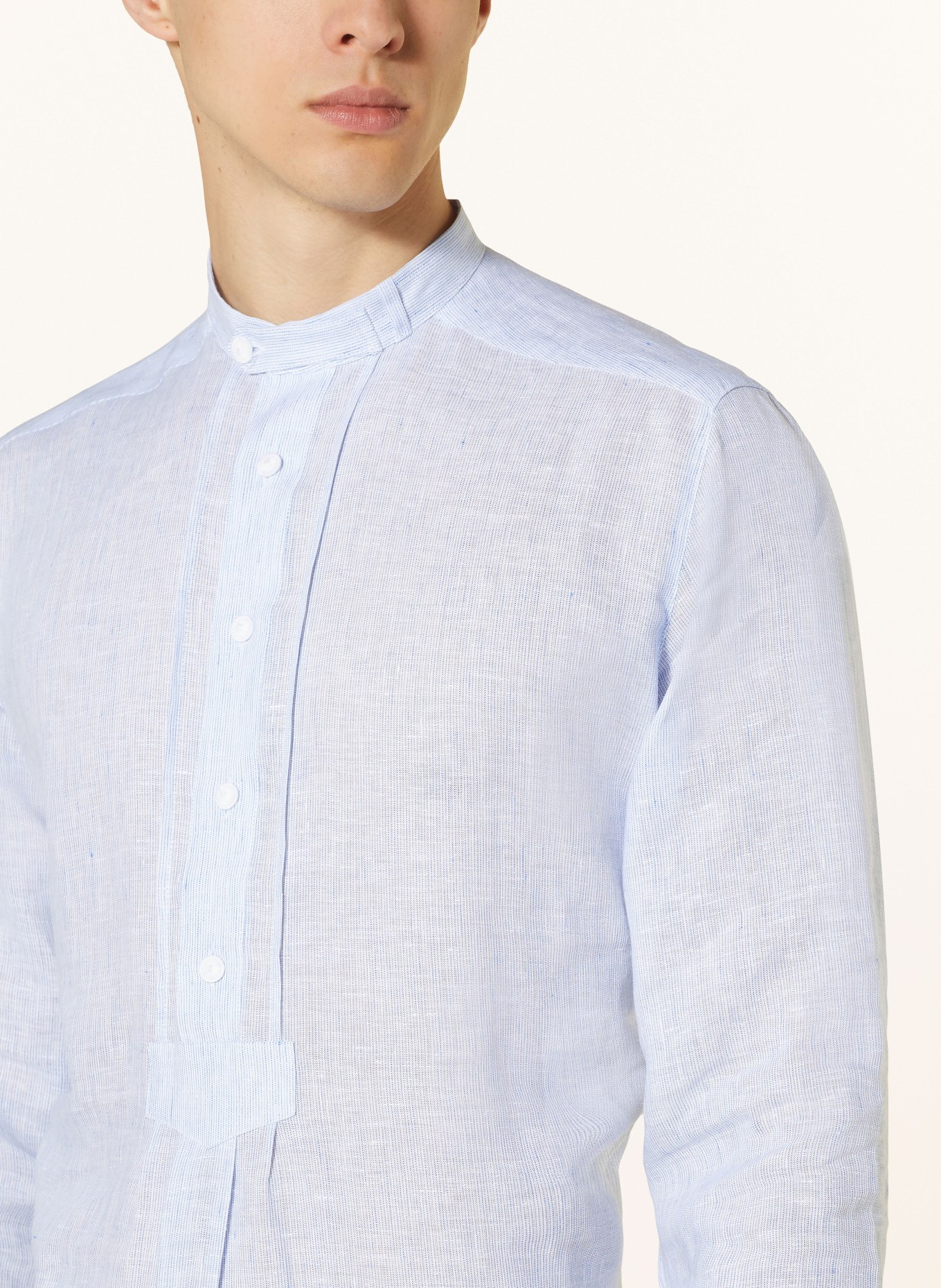 arido Trachten shirt PFOAD comfort fit in linen, Color: LIGHT BLUE (Image 4)