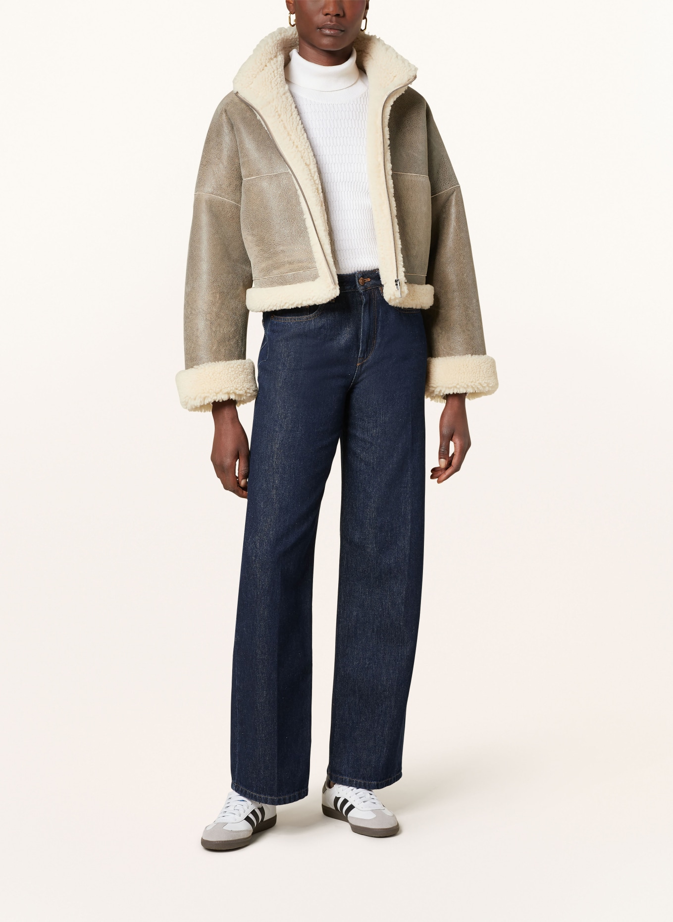 DRYKORN Leatherjacke ELSTOW with real fur: BROWN