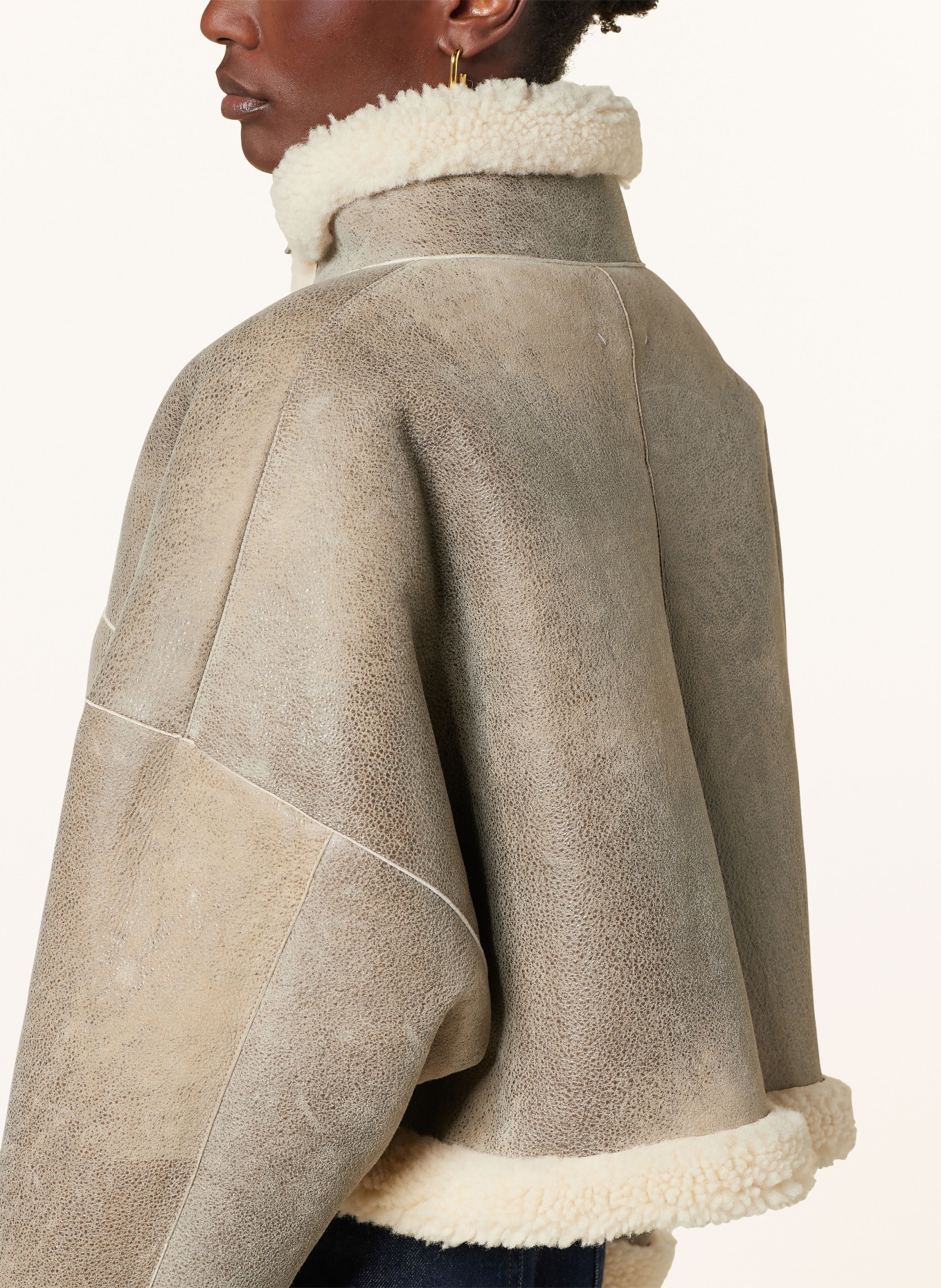 DRYKORN Leatherjacke ELSTOW with real fur: BROWN