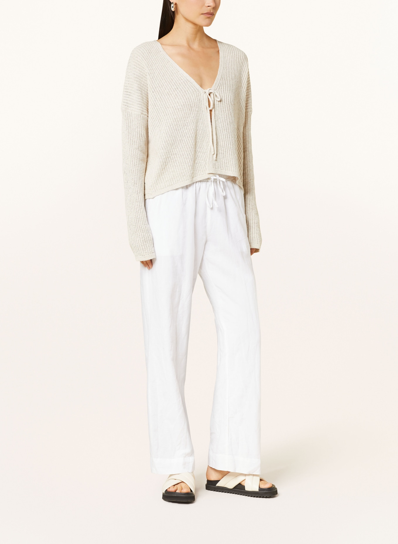 NEO NOIR Wide leg trousers SONAR with linen, Color: WHITE (Image 2)