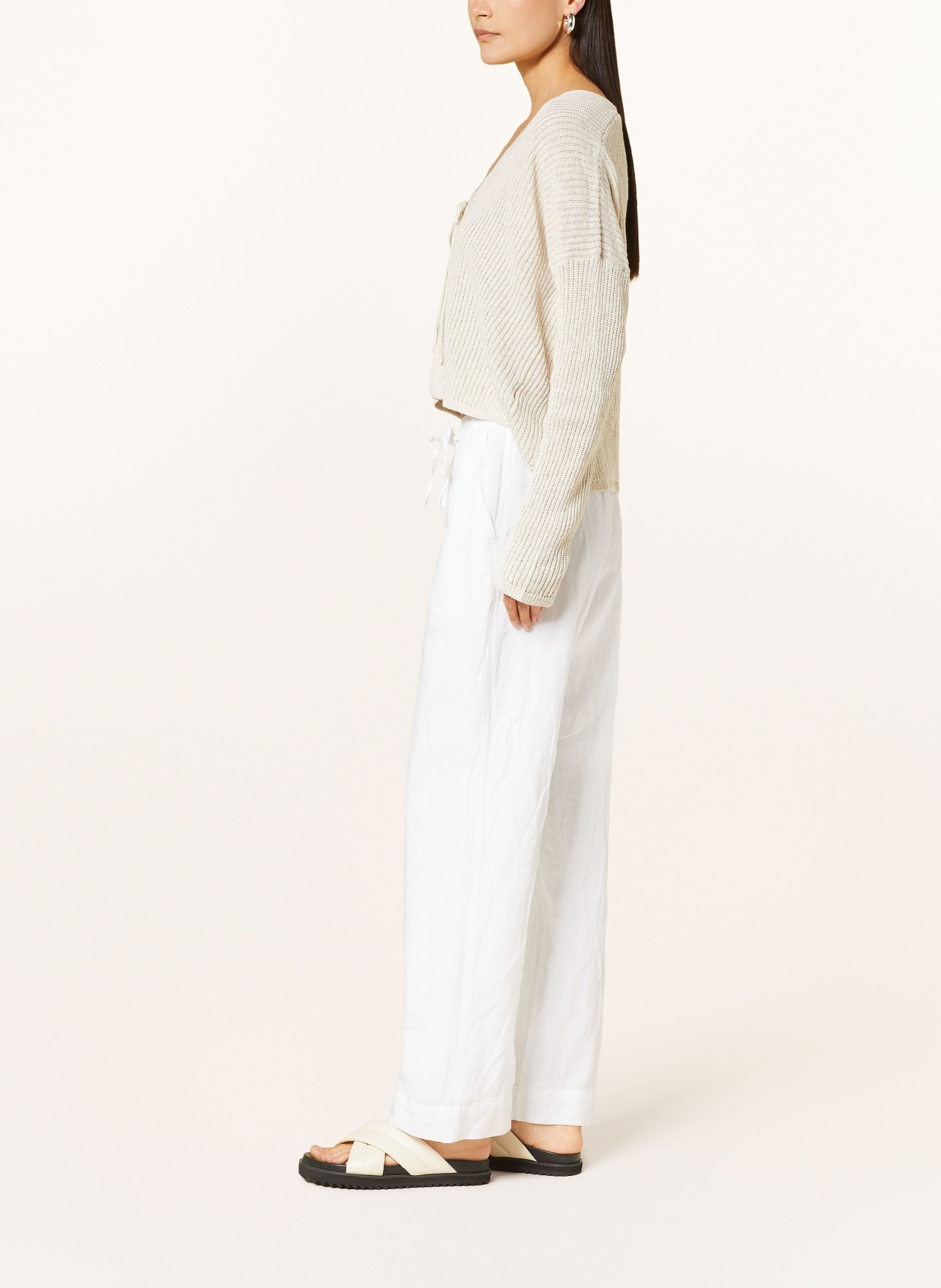 NEO NOIR Wide leg trousers SONAR with linen, Color: WHITE (Image 4)