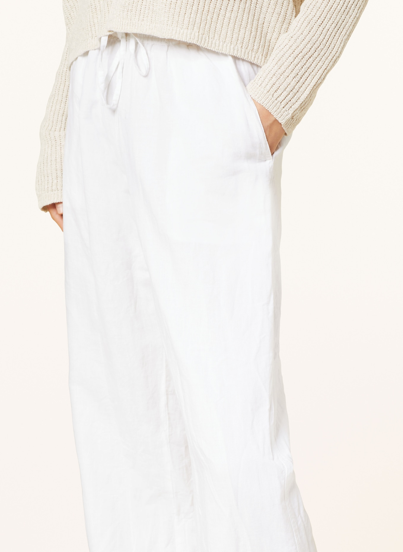 NEO NOIR Wide leg trousers SONAR with linen, Color: WHITE (Image 5)