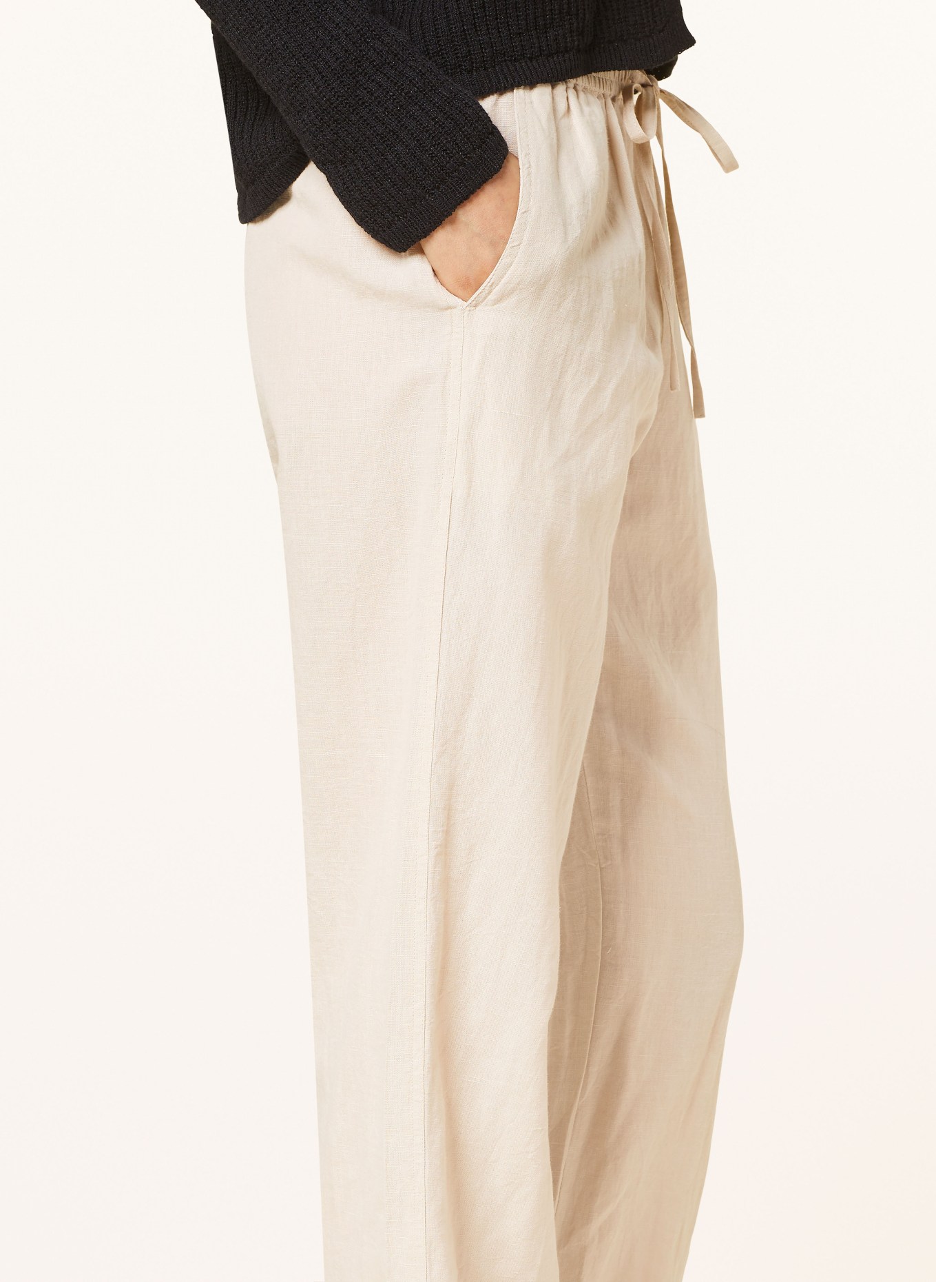 NEO NOIR Wide leg trousers SONAR with linen, Color: BEIGE (Image 5)