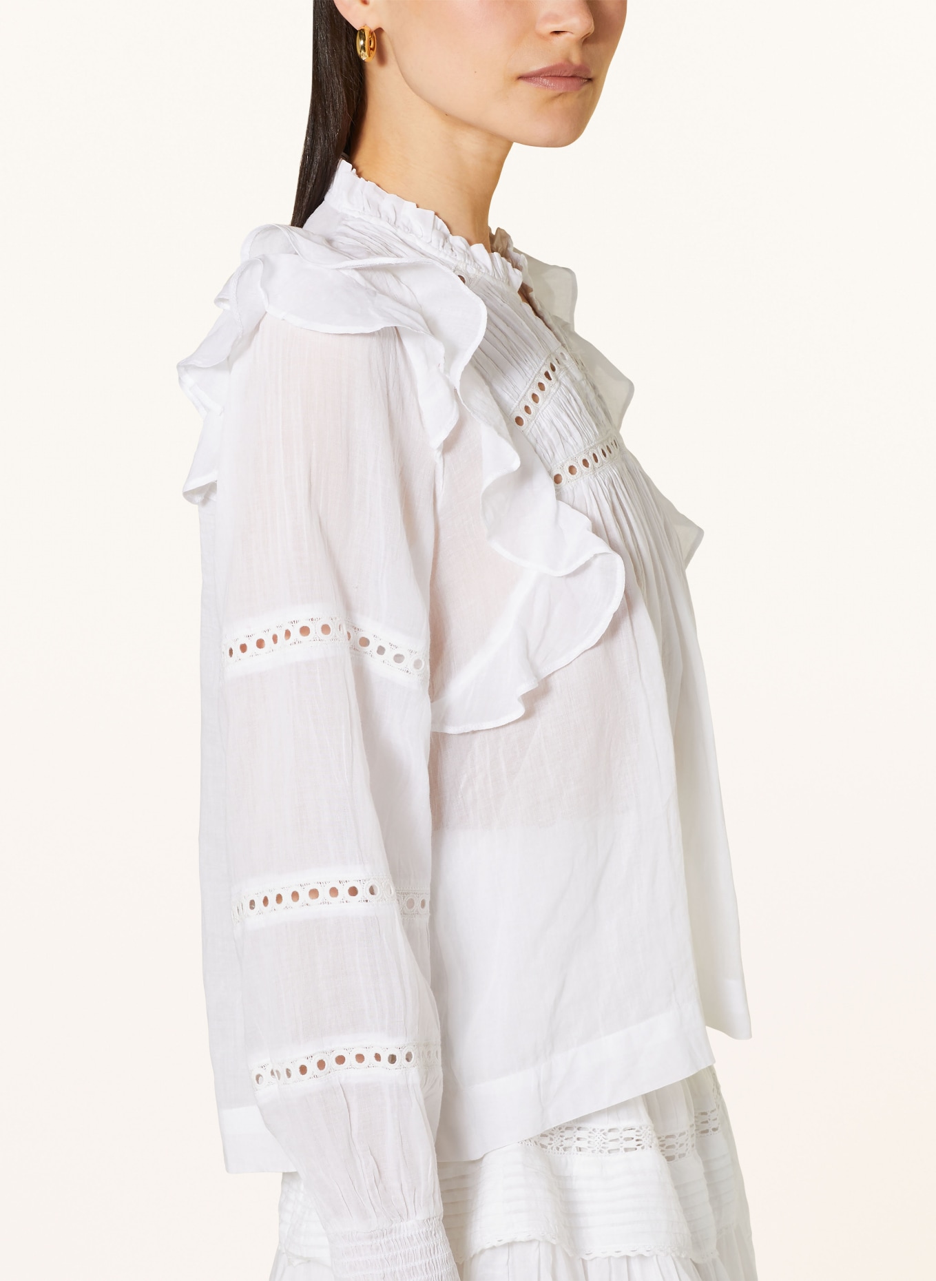 NEO NOIR Shirt blouse AURIKA with broderie anglaise, Color: WHITE (Image 4)