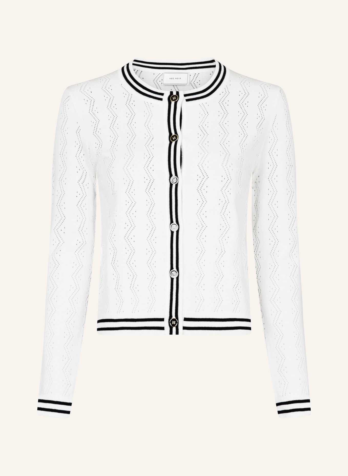 NEO NOIR Cardigan TIMONA, Color: WHITE/ BLACK (Image 1)